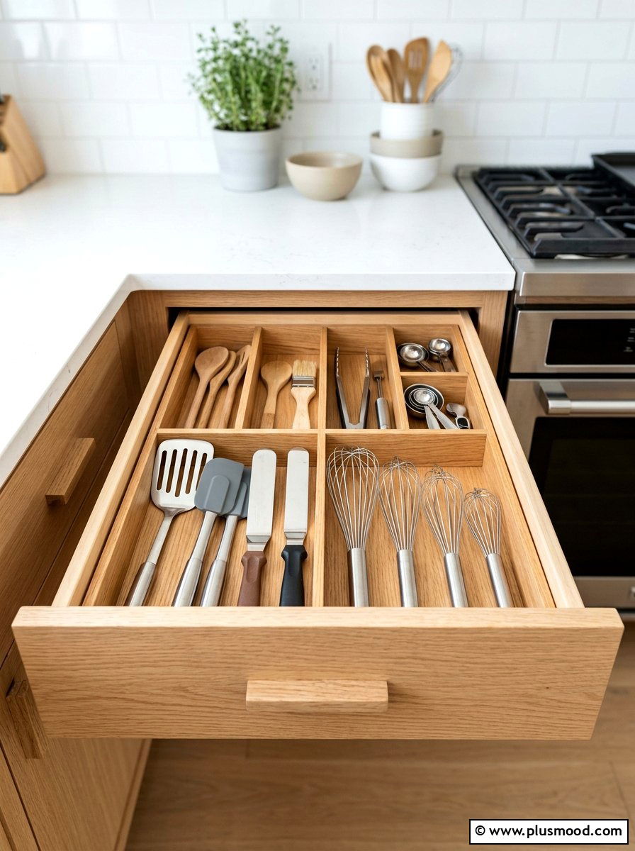 Drawer Divider Utensil Organizer - 25 summer kitchen organization ideas