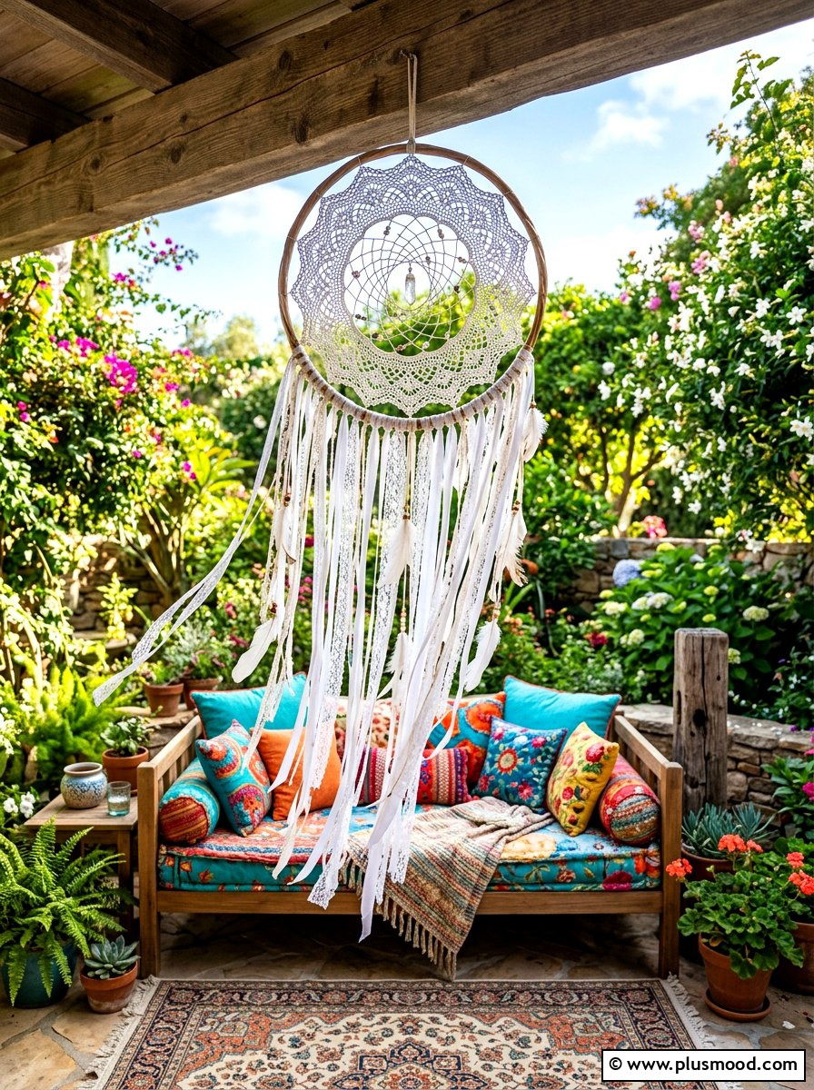 Dreamcatcher Wall Decor - 25 summer boho patio decor ideas