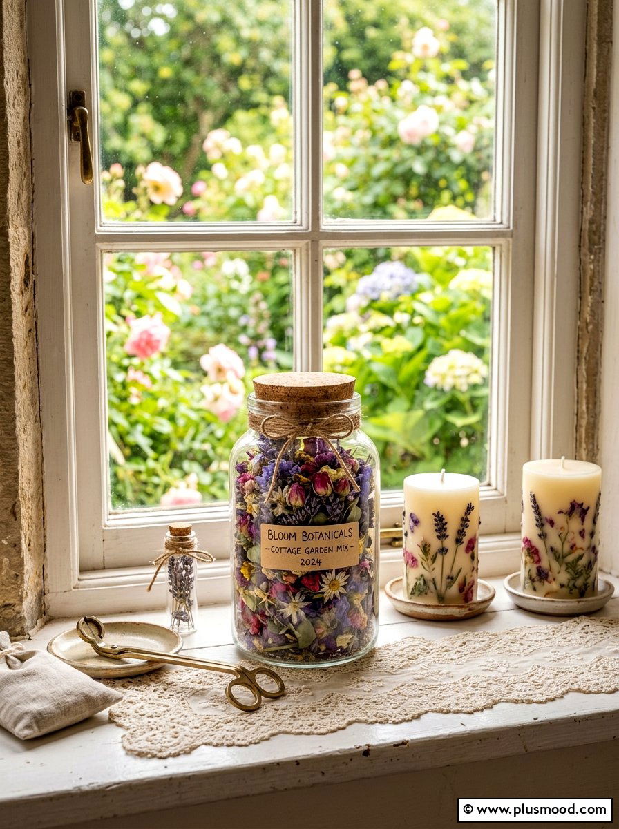 Dried Flower Botanical Jar - 25 summer candles decor ideas for living room