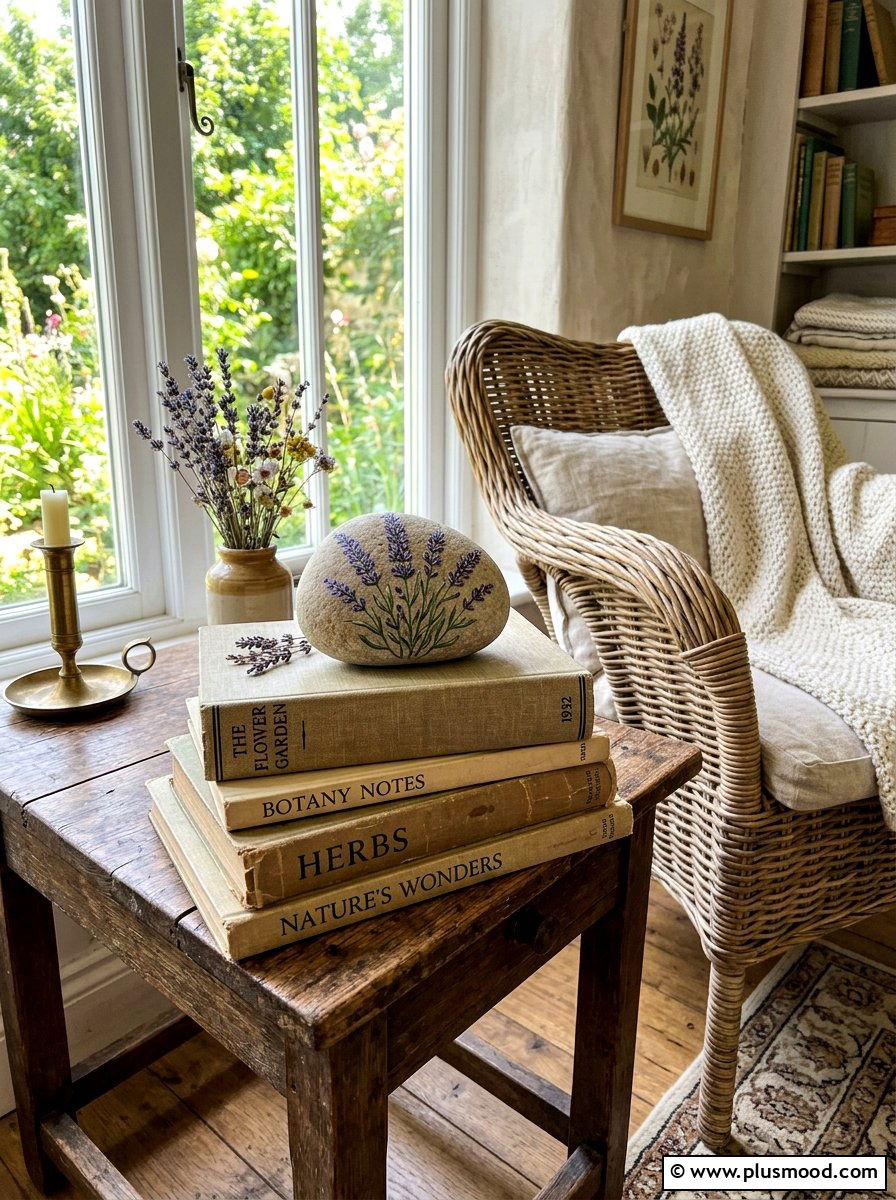 Dried Flower Stone - 25 painted rock ideas with boho style