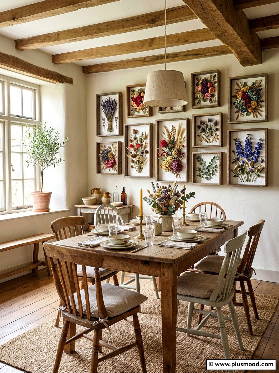 Dried Flower Wall Art - 25 summer dining room wall decor ideas