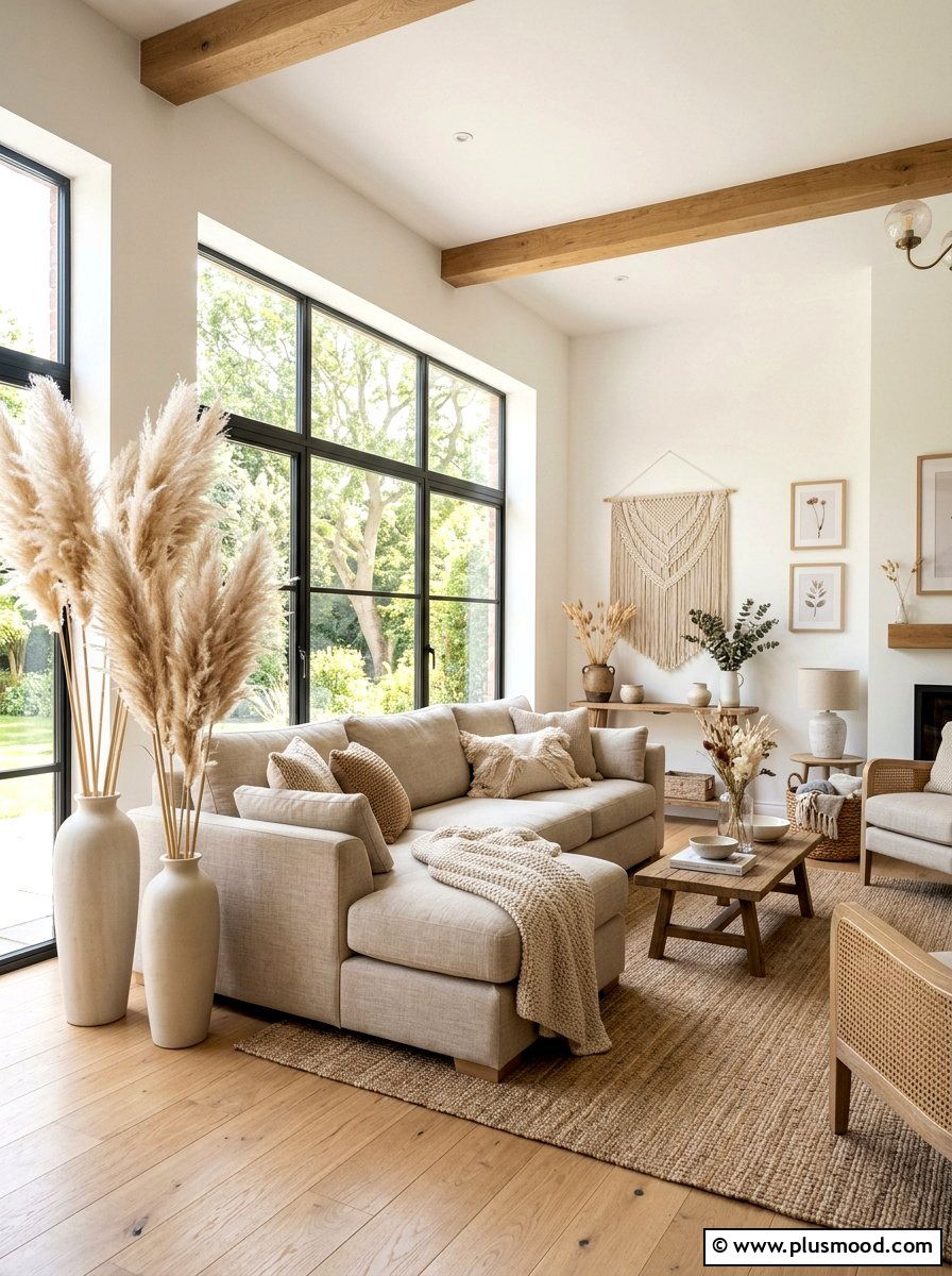 Dried Grass Floral Living Room - 25 summer decor ideas for beige living room
