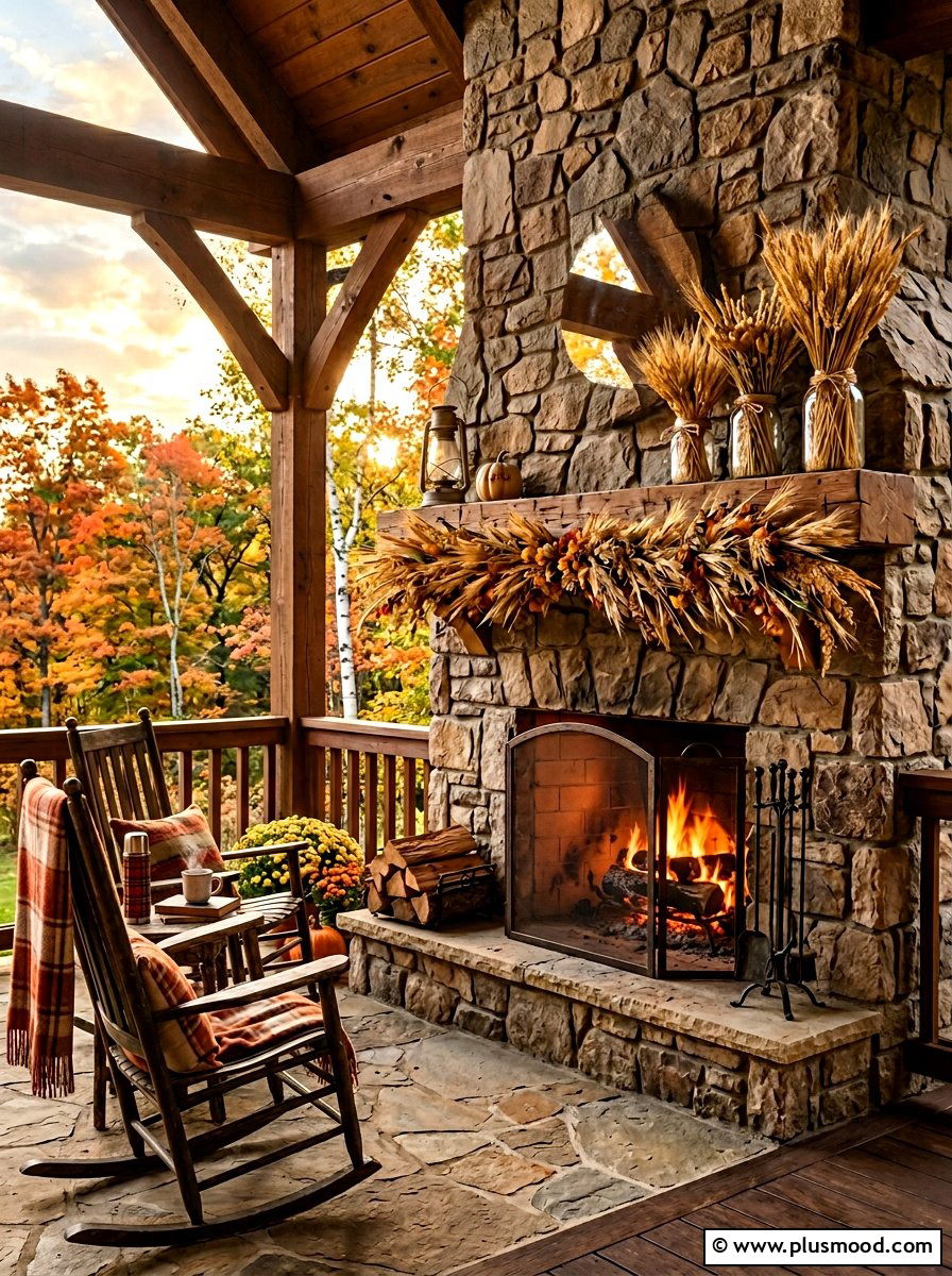 Dried Wheat Stalk Mantel - 25 summer to fall mantel ideas