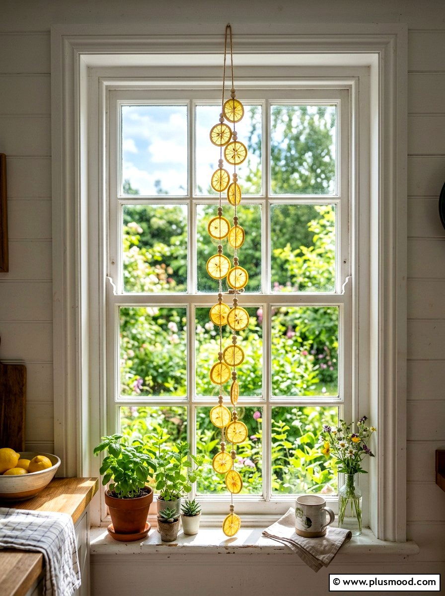 Dried citrus window hanging - 25 summer citrus home decor ideas