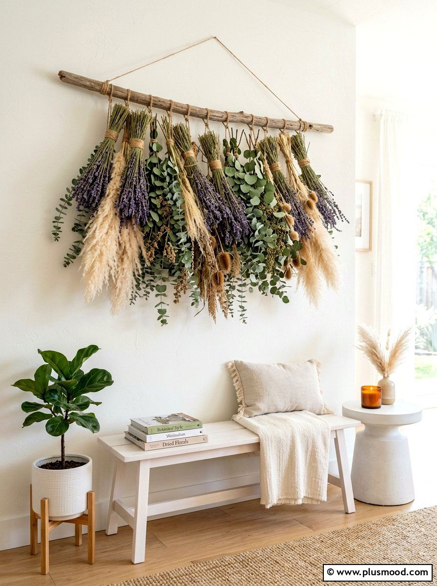 Dried floral wall - 25 late summer decor ideas