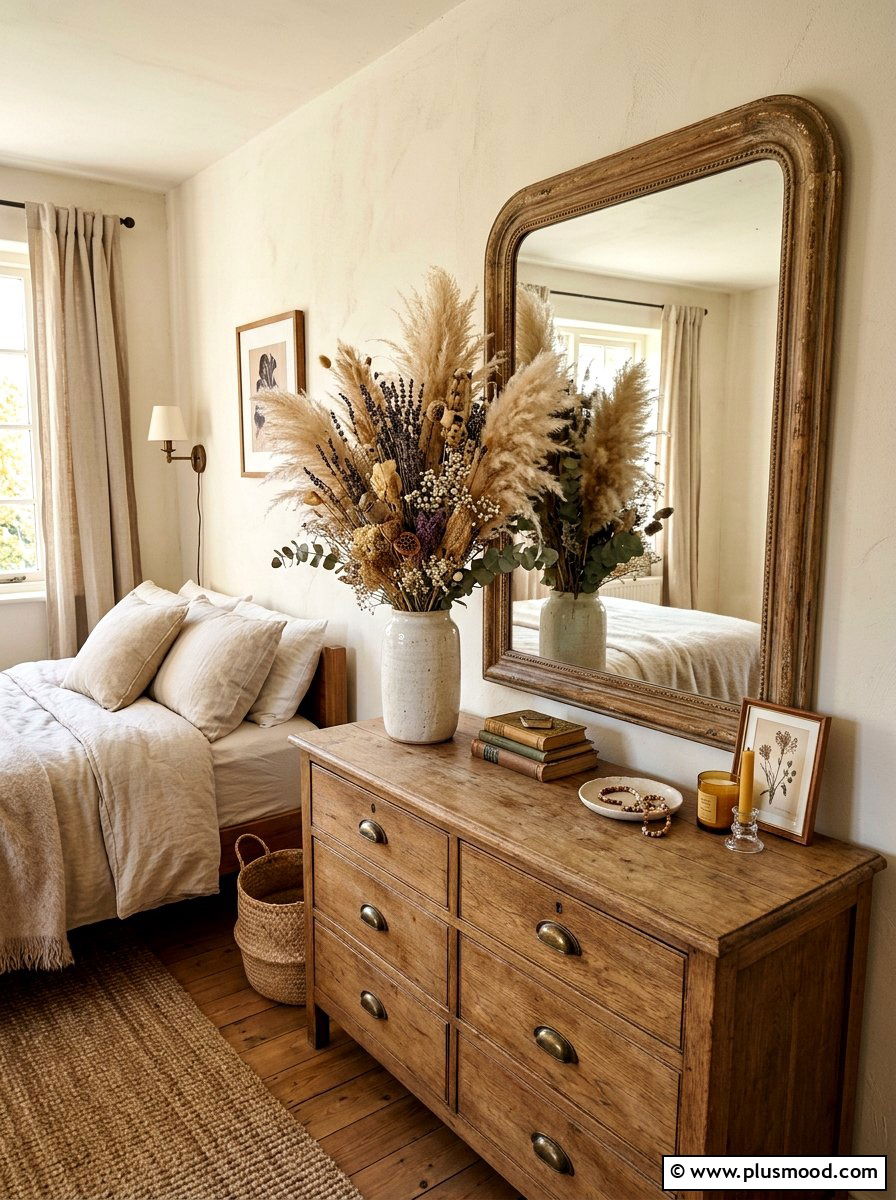 Dried flower arrangement - 25 late summer bedroom decor ideas