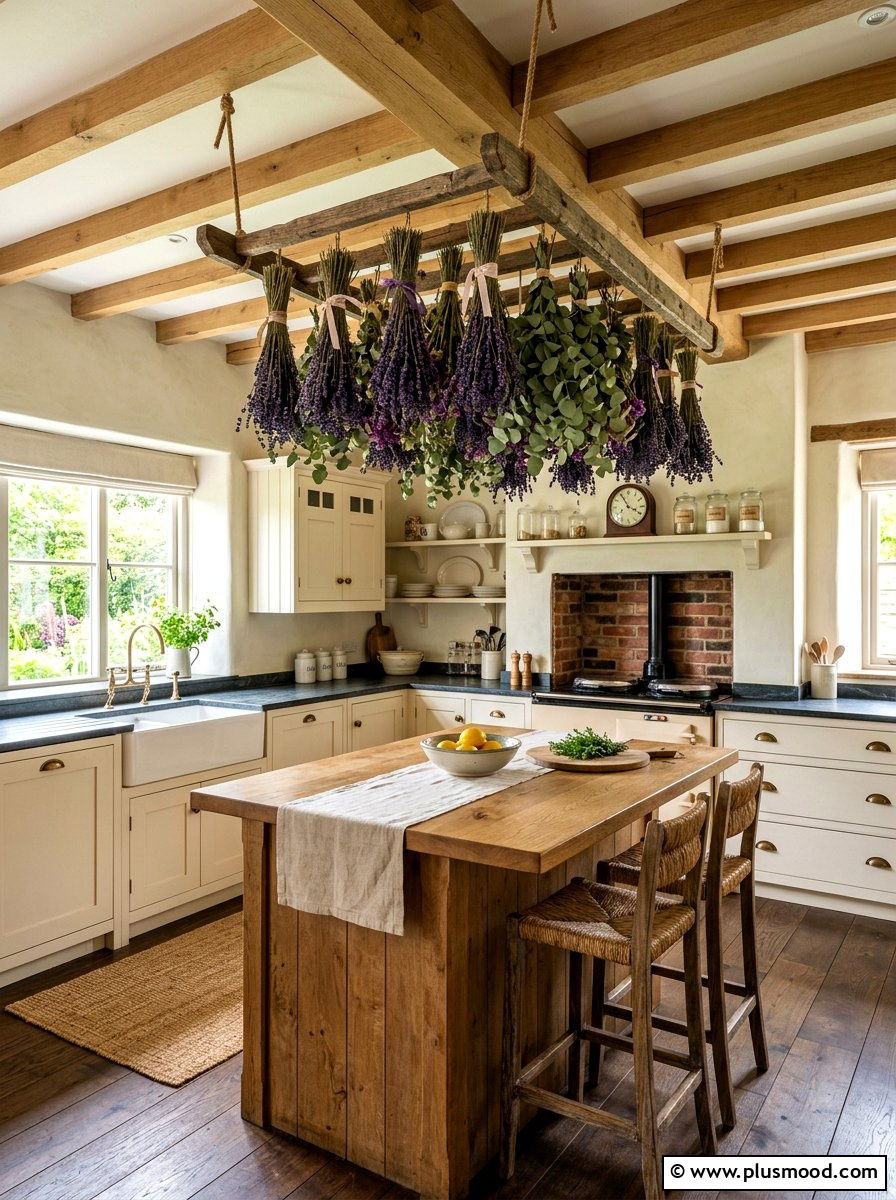 Dried flower hanging kitchen - 25 summer floral kitchen decor ideas