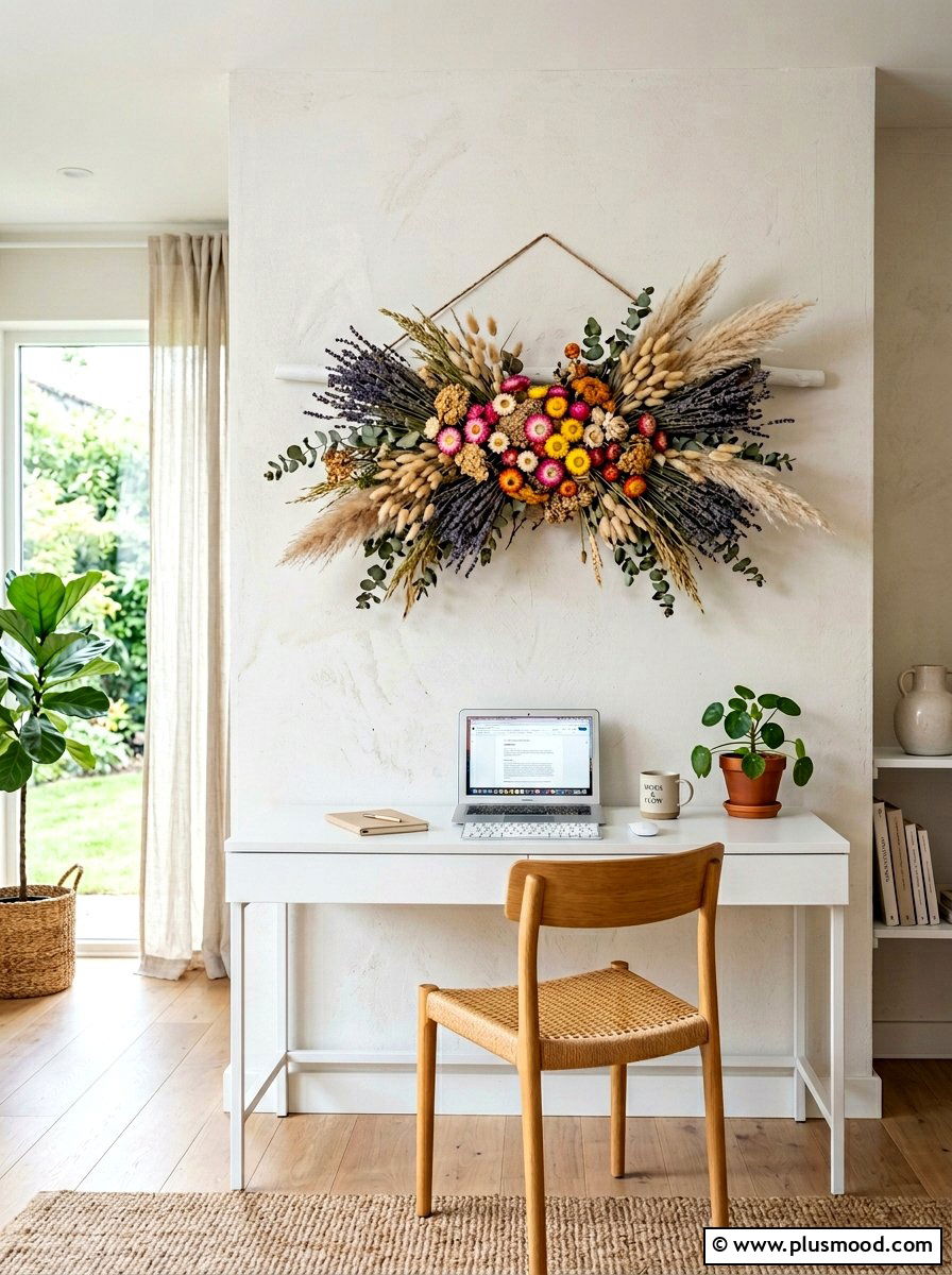 Dried flower wall decor - 25 summer decor ideas with florals
