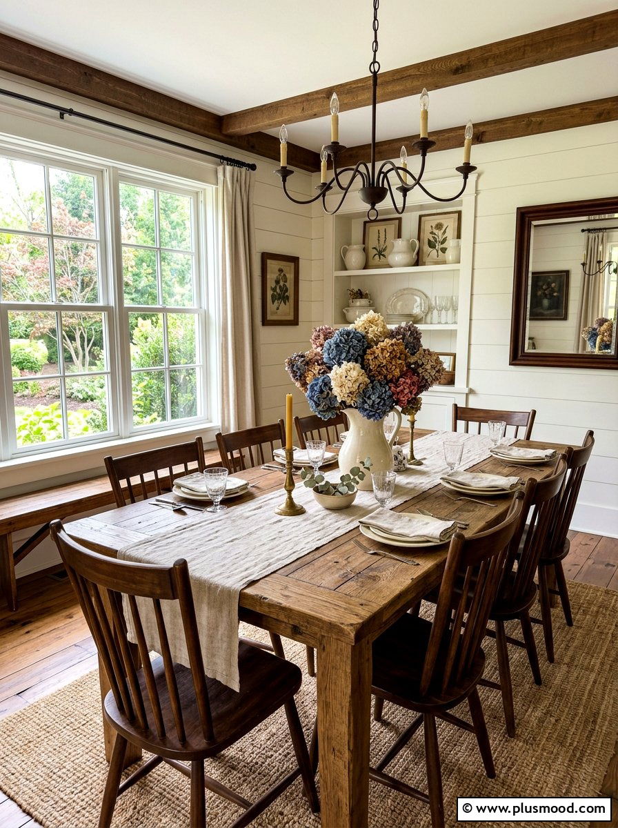 Dried hydrangea centerpiece - 25 late summer farmhouse decor ideas