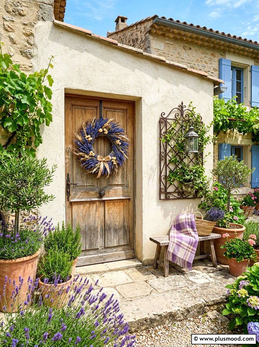 Dried lavender wreath - 25 summer front porch wreath ideas