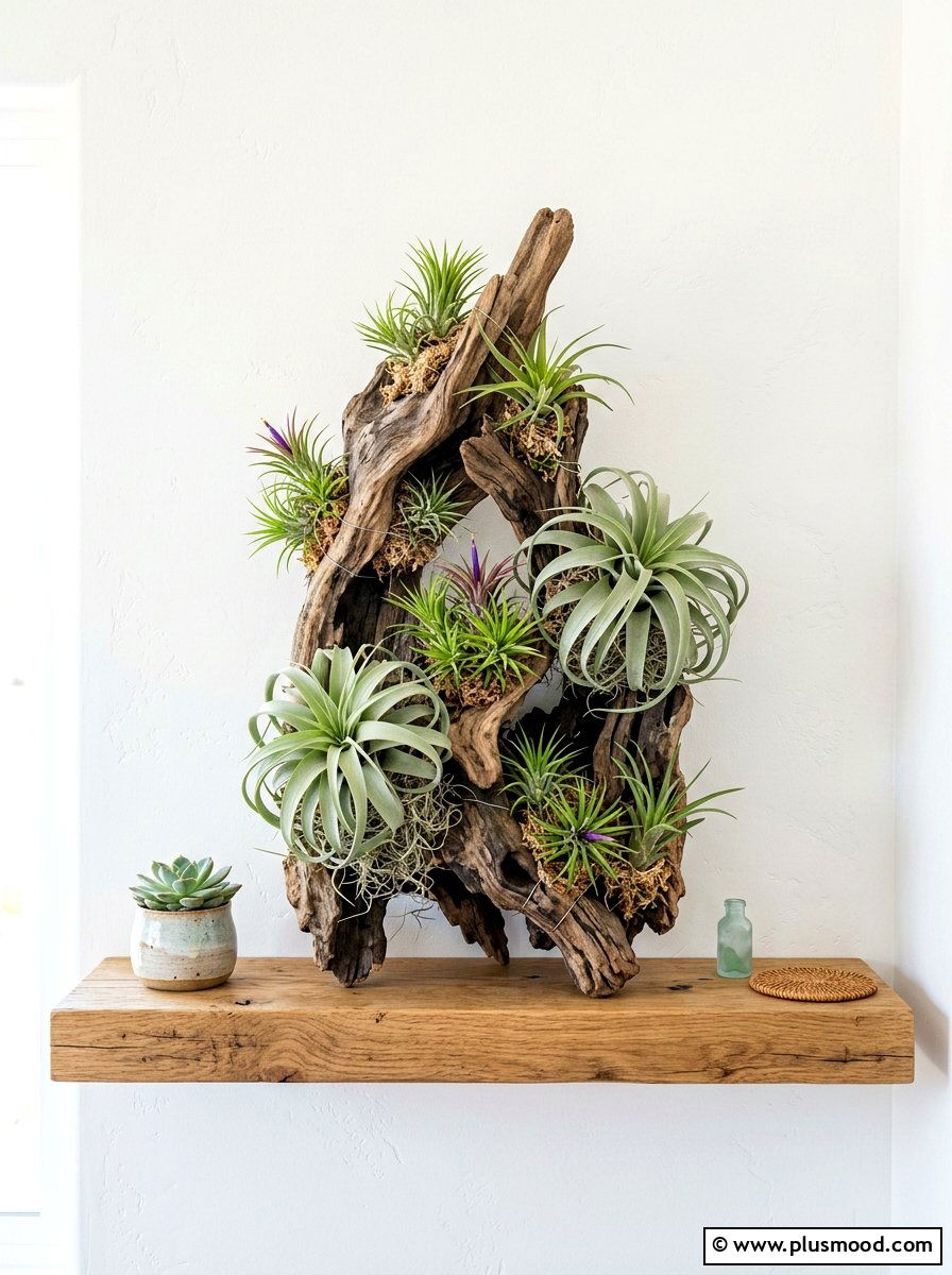 Driftwood Air Plant Mount - 25 summer small planter ideas