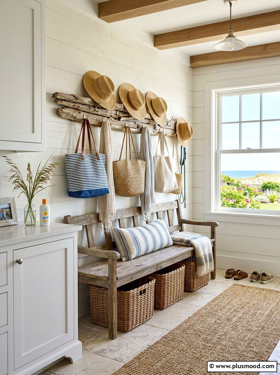Driftwood Coat Rack - 25 summer driftwood decor ideas