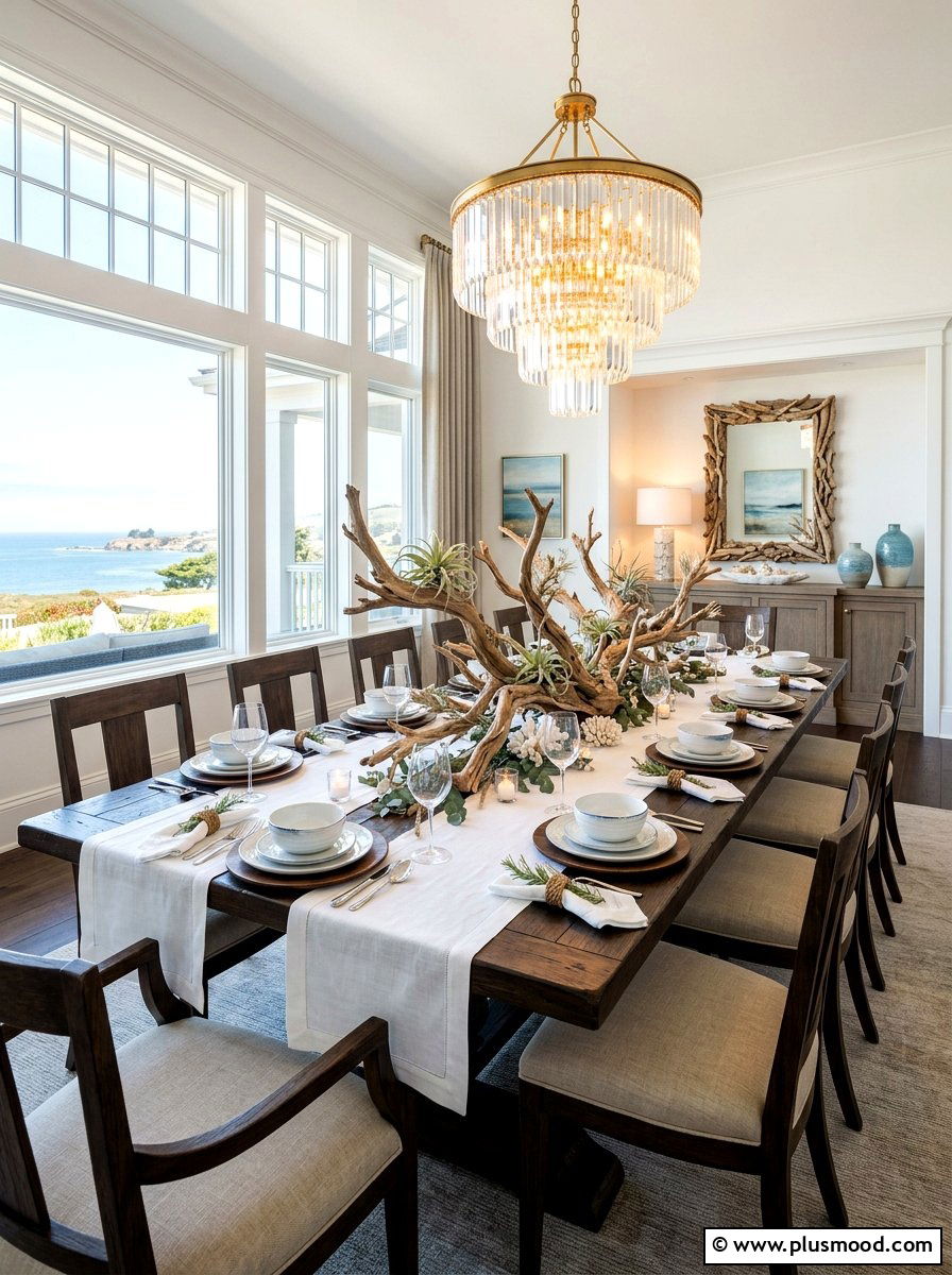 Driftwood Dining Centerpiece - 25 summer driftwood decor ideas