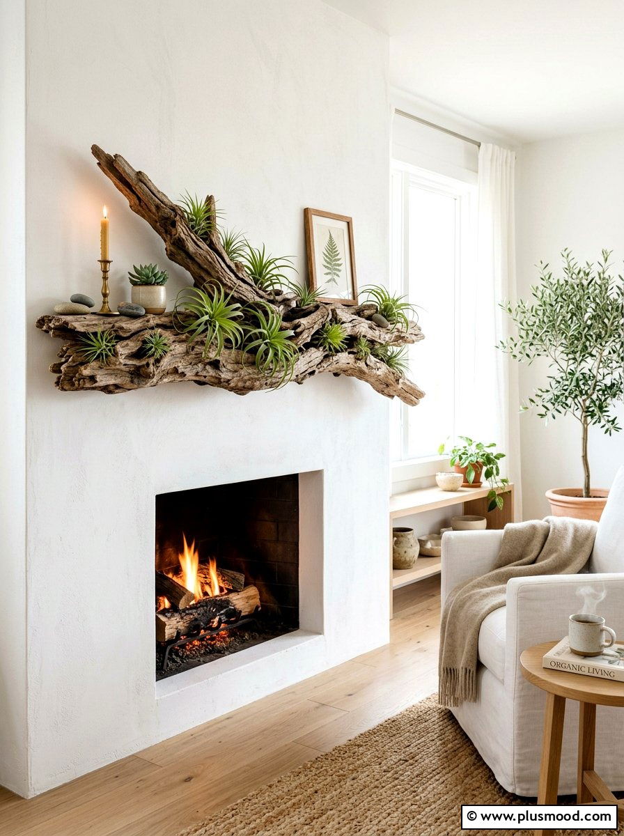Driftwood Fireplace Mantel Decor - 25 summer mantel decor ideas