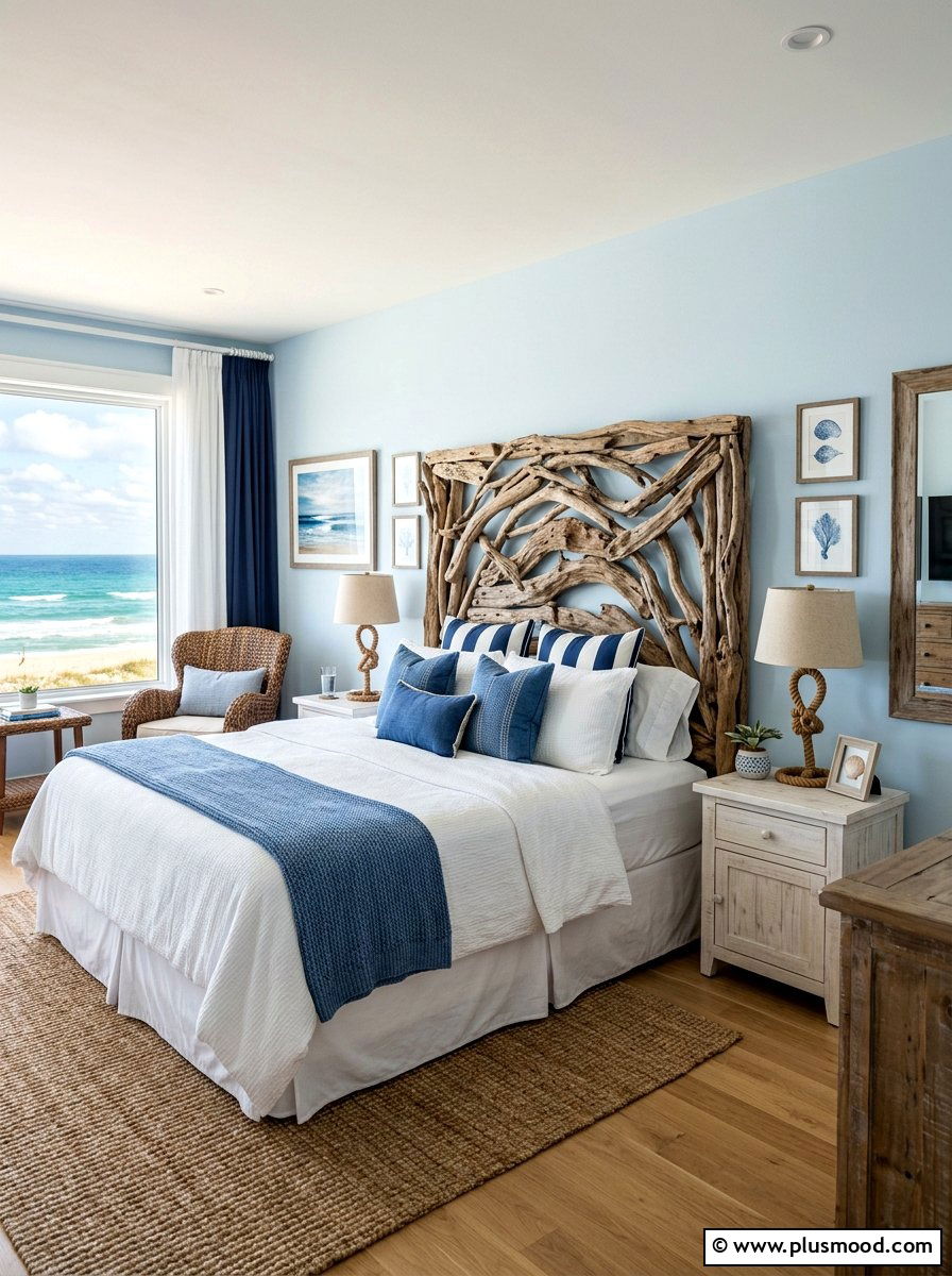 Driftwood Headboard - 25 summer driftwood decor ideas