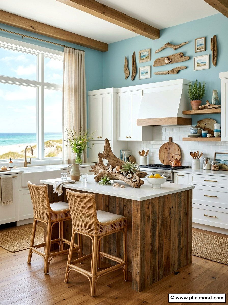 Driftwood Kitchen Accent Pieces - 25 summer coastal kitchen ideas