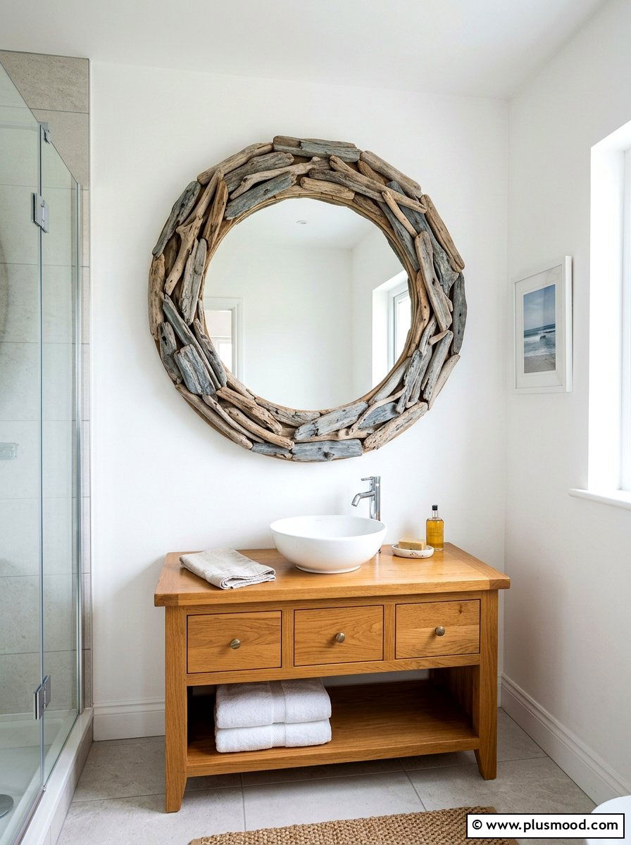 Driftwood Mirror Frame - 25 summer rustic decor ideas