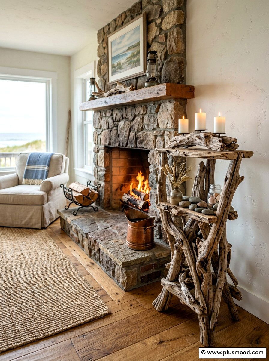 Driftwood Natural Wood Stand - 25 summer candles decor ideas for living room