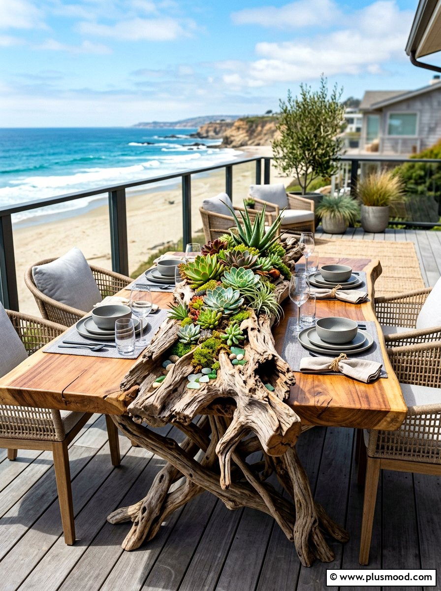 Driftwood Patio Table - 25 summer tablescape ideas for outdoor dining