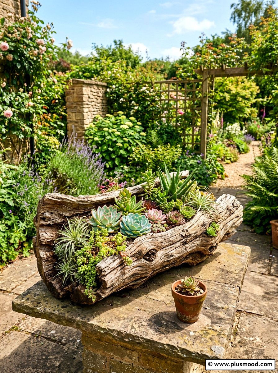 Driftwood Planter - 25 summer driftwood decor ideas