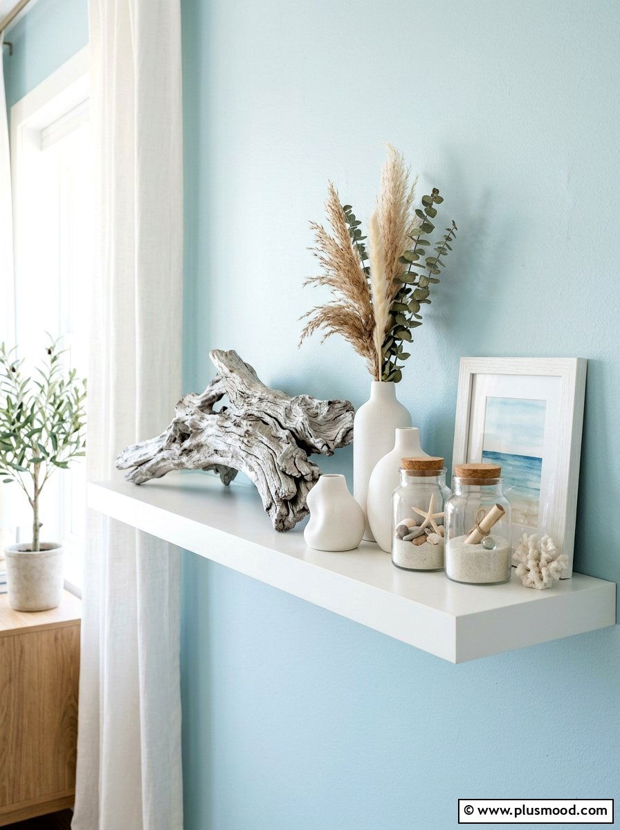 Driftwood Shelf Decor - 25 beautiful summer home decor ideas
