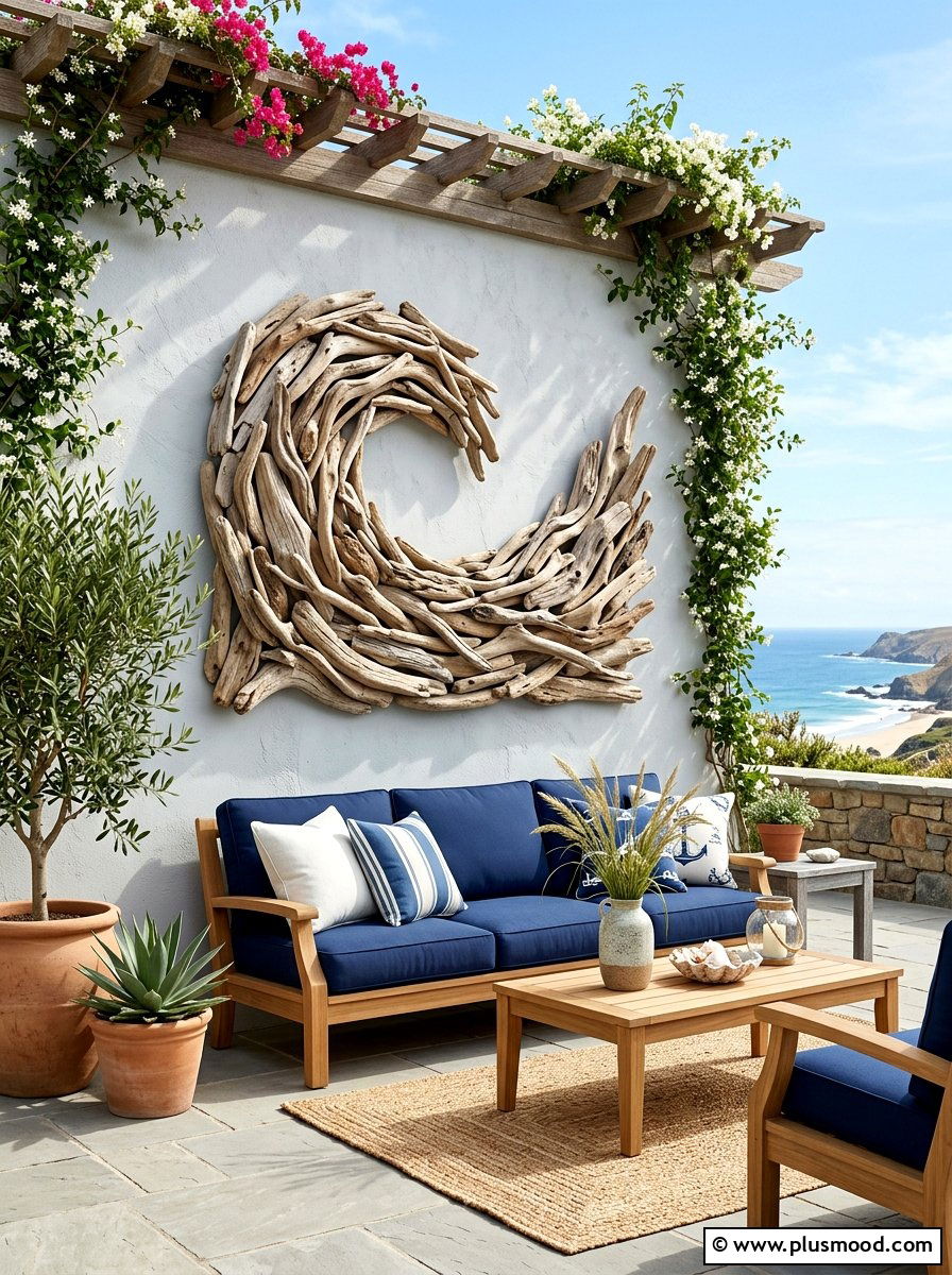 Driftwood Wall Art - 25 summer patio wall decor ideas