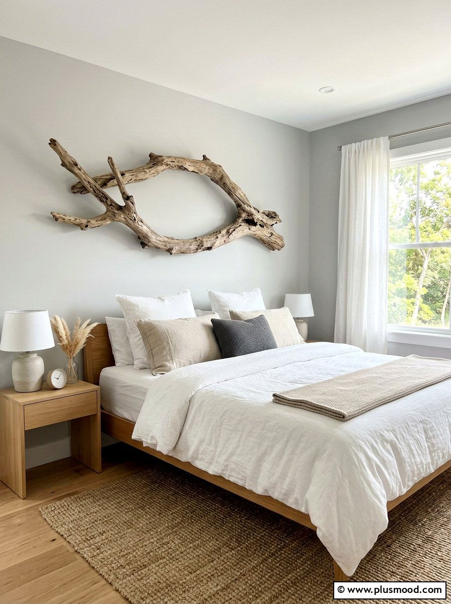 Driftwood Wall Decor - 25 beachy summer bedroom ideas