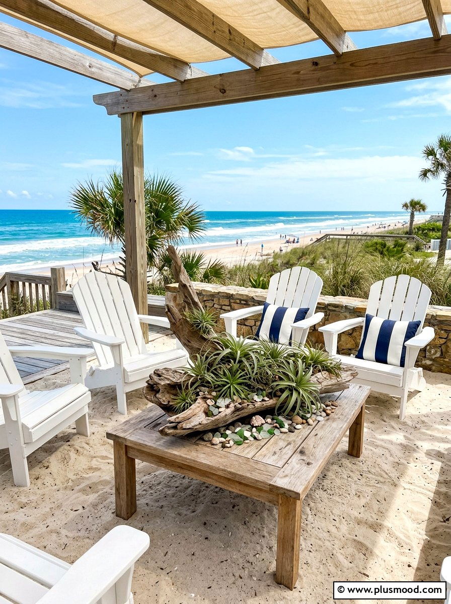 Driftwood and air plant arrangement - 25 summer patio centerpiece ideas