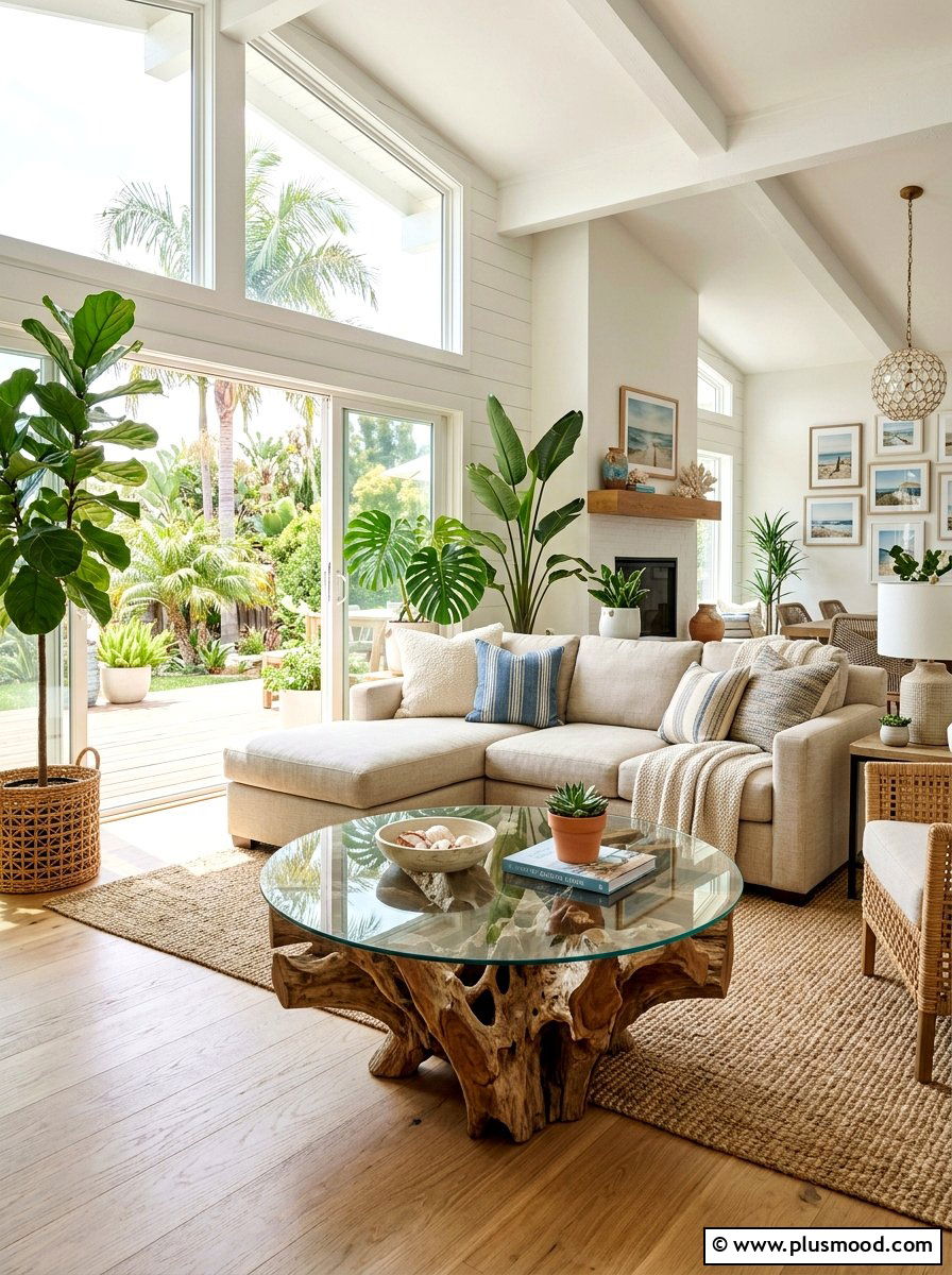 Driftwood coffee tables - 25 summer tropical home decor ideas