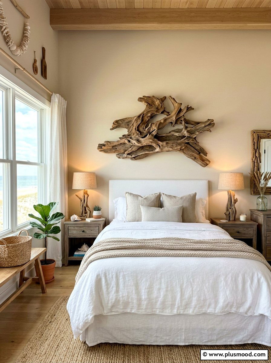 Driftwood decor coastal bedroom - 25 coastal summer bedroom ideas