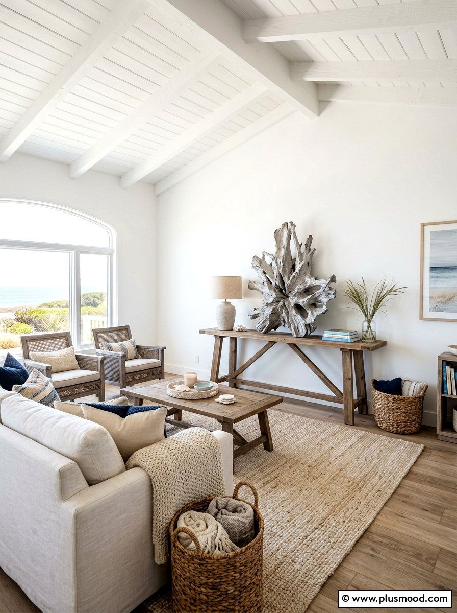 Driftwood decorative objects - 25 summer living room styling ideas
