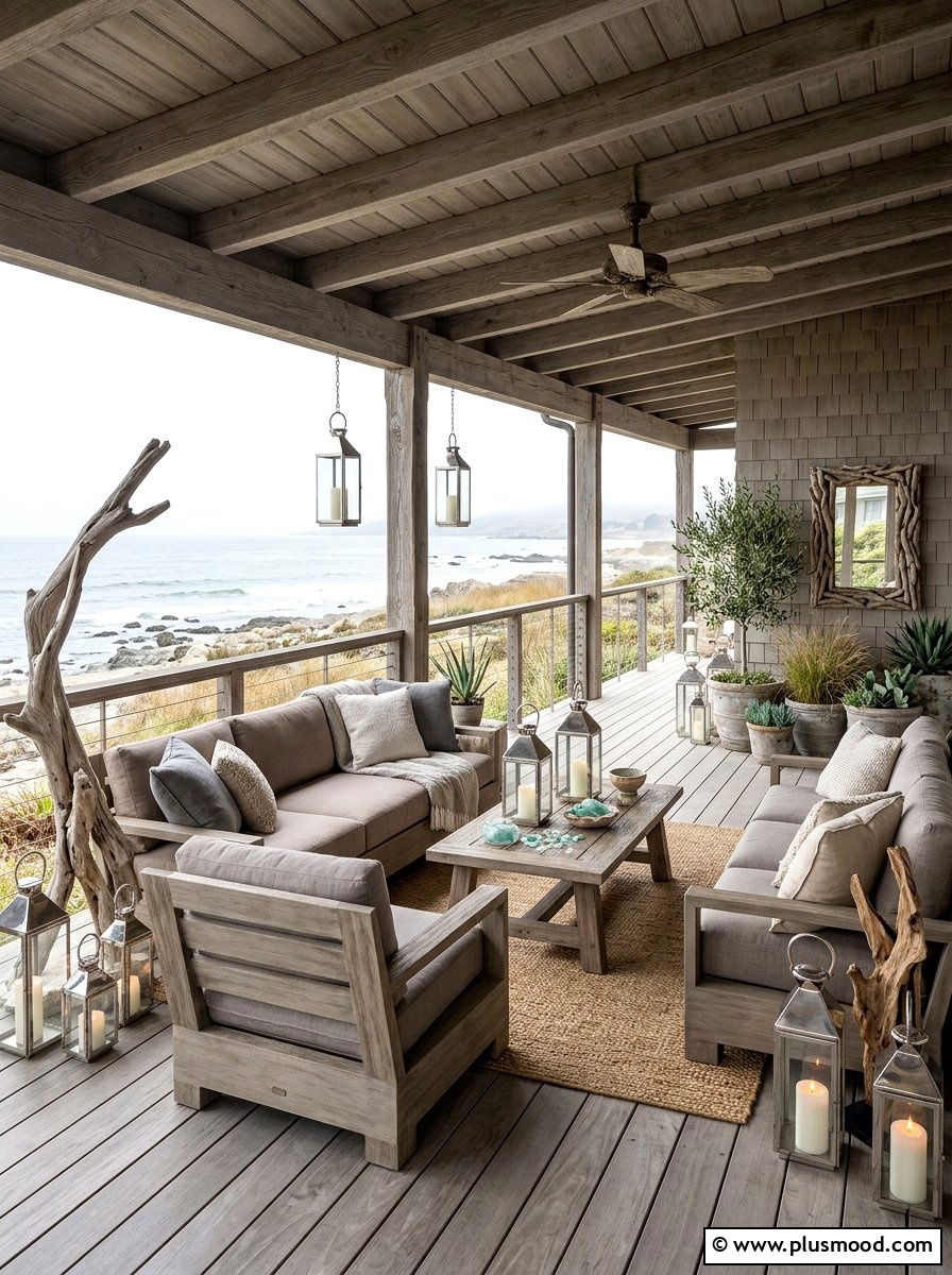 Driftwood inspired porch design - 25 summer coastal porch ideas