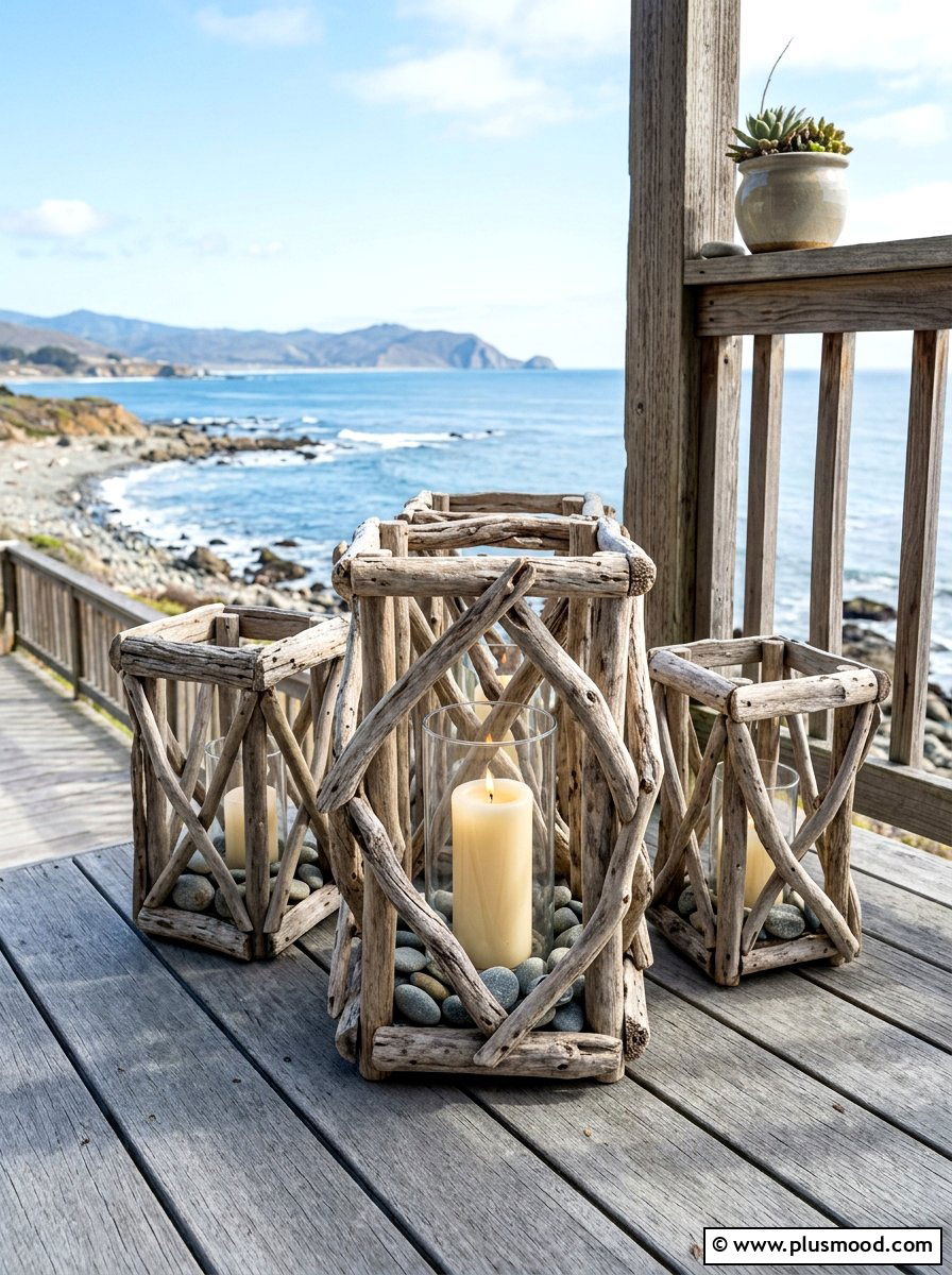Driftwood lantern - 25 summer lantern ideas for front porch