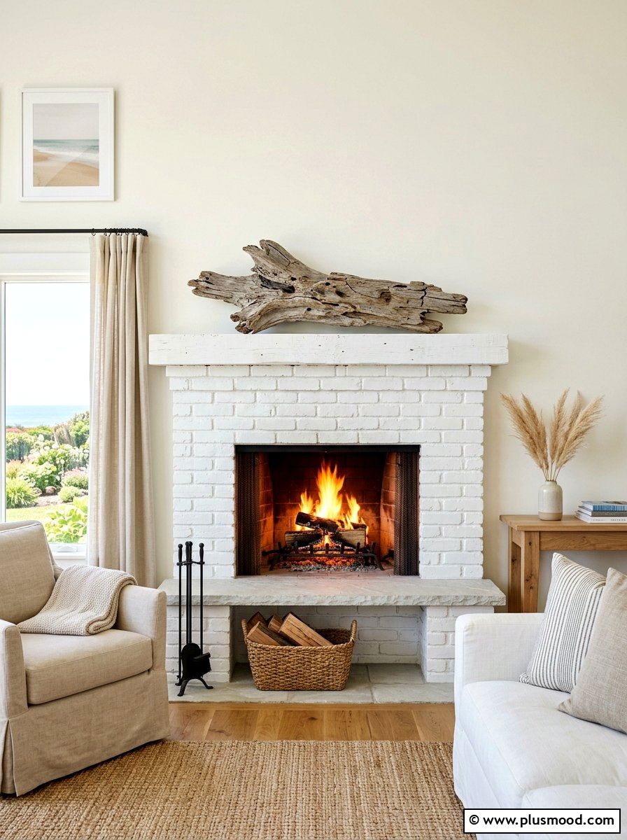 Driftwood mantel decor - 25 summer decor ideas without clutter