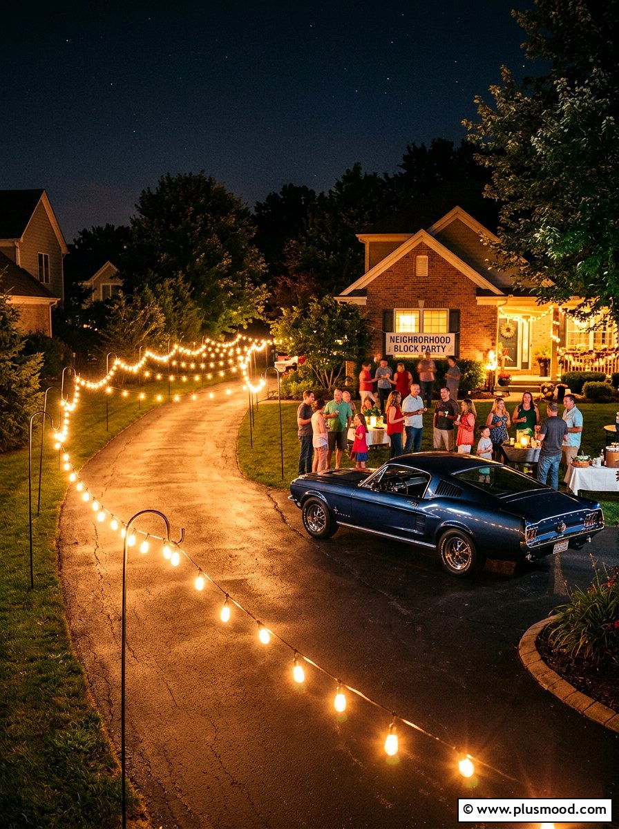 Driveway Party Lights - 25 summer string light party ideas
