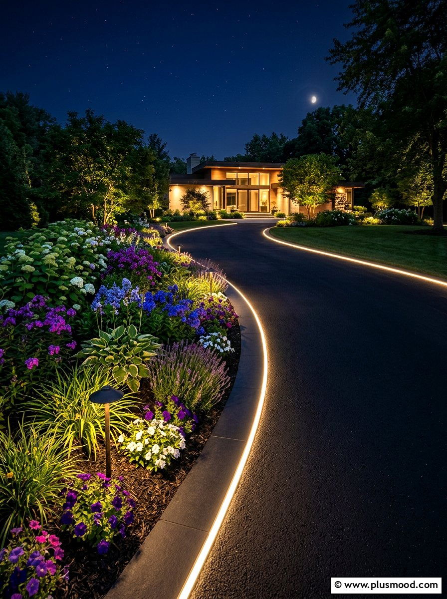Driveway border lighting - 25 summer landscape lighting ideas