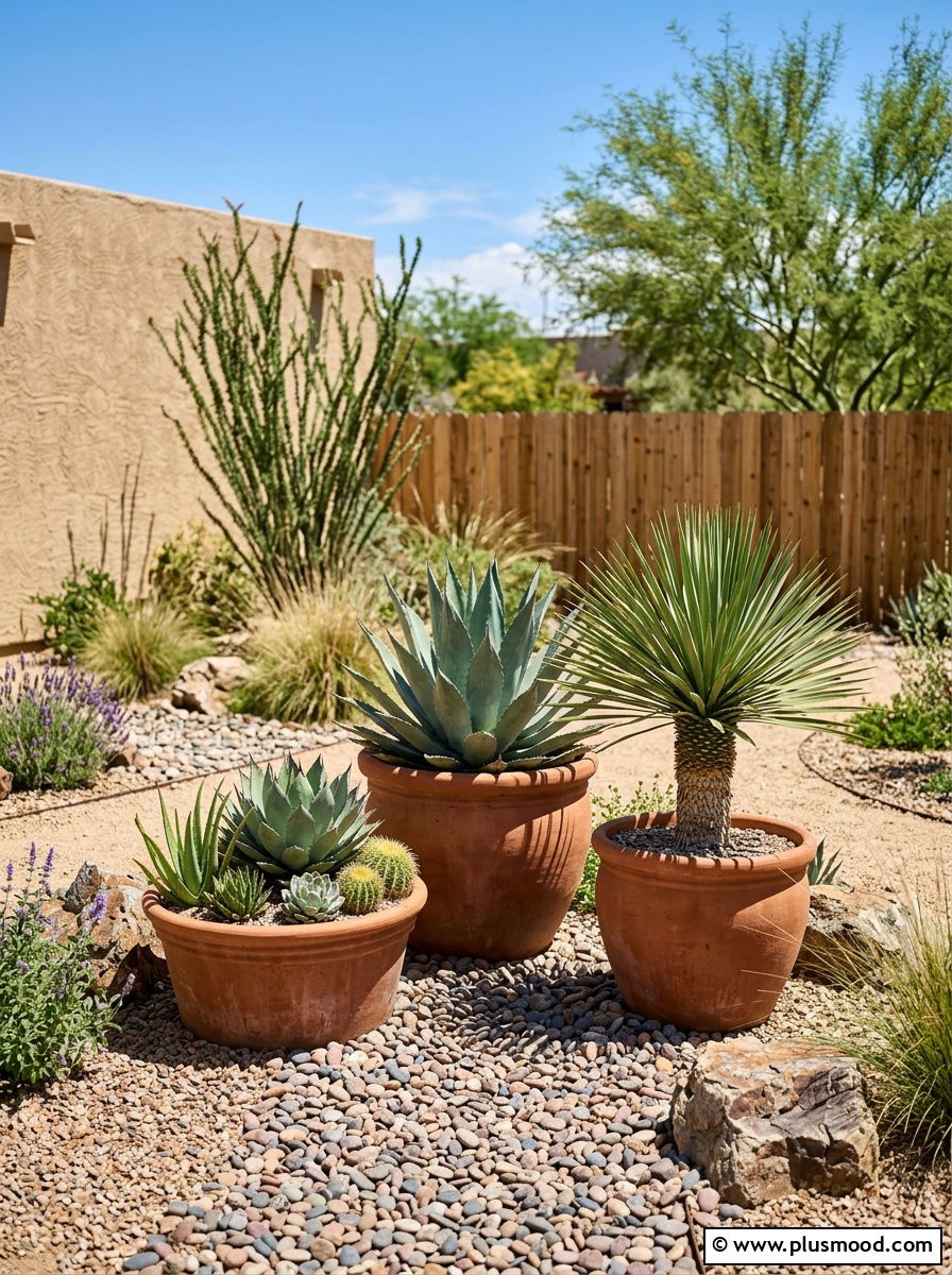 Drought Tolerant Planter - 25 small backyard ideas with potted plants