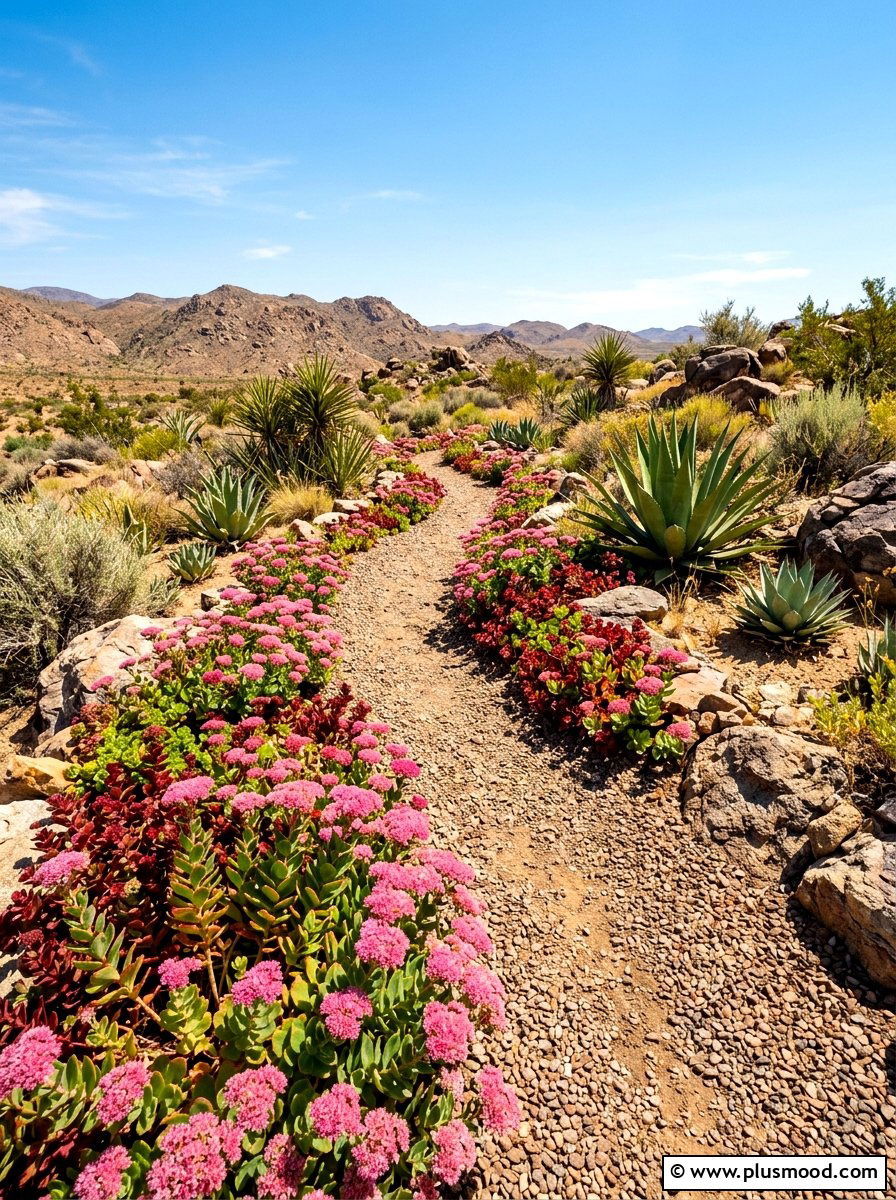 Drought Tolerant Sedum Walkway - 25 summer path border planting ideas
