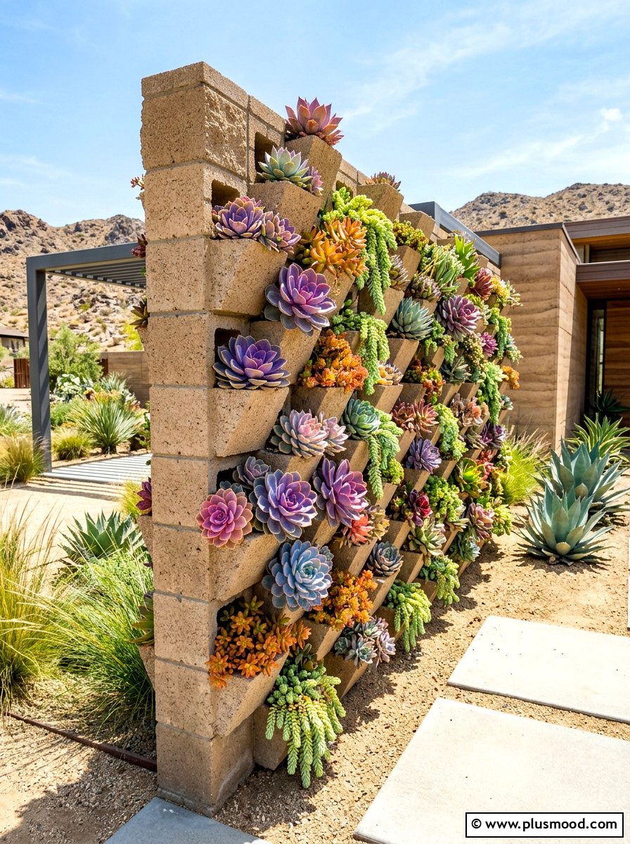 Drought Tolerant Succulent Wall - 25 summer retaining wall landscaping ideas