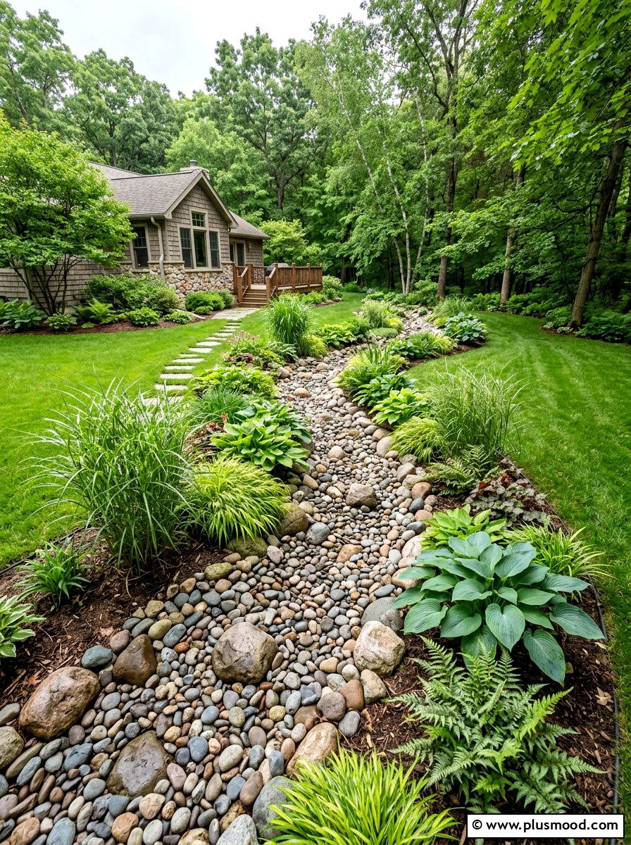 Dry Creek Bed - 25 small backyard ideas with rock garden