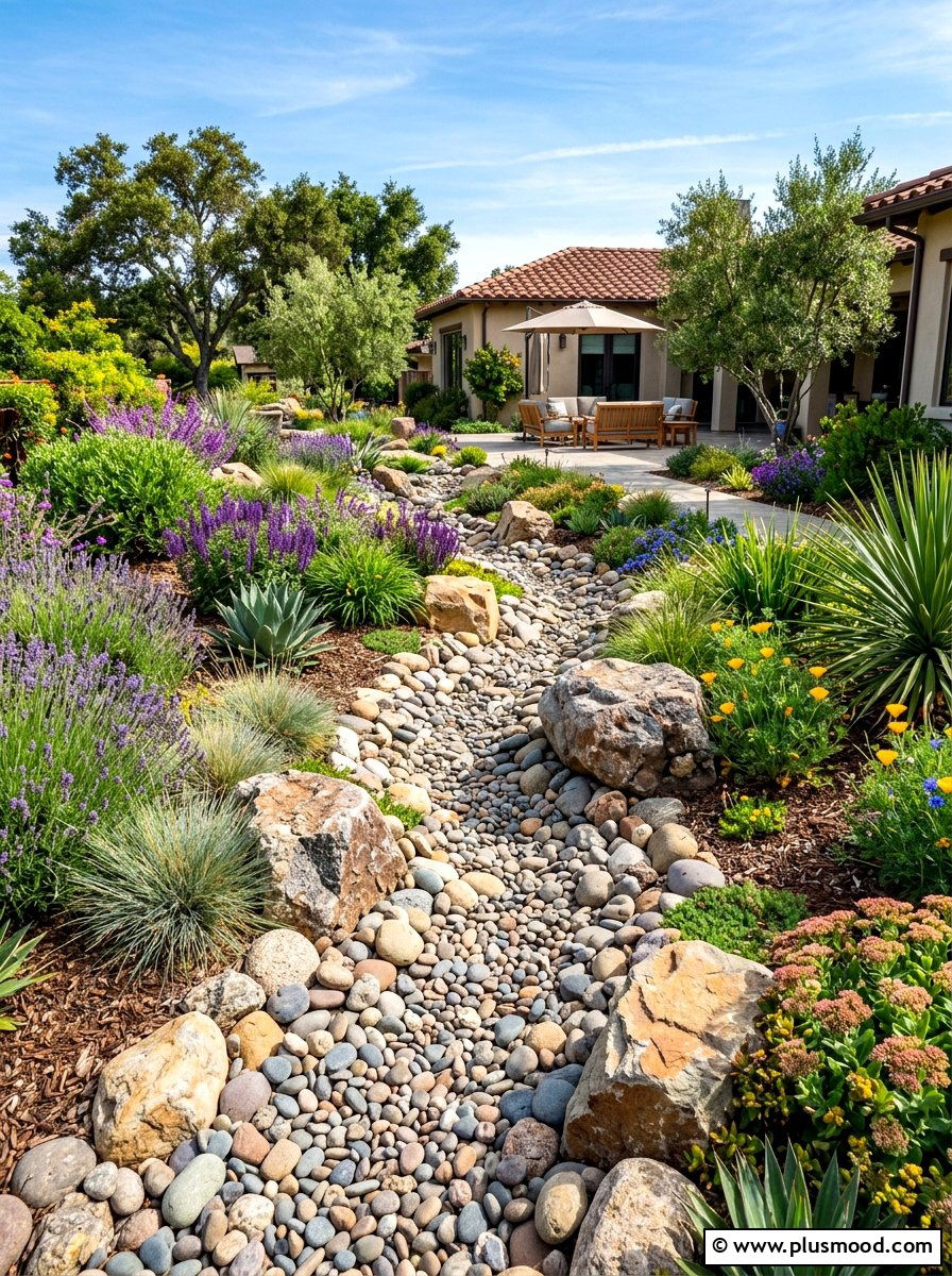 Dry Creek Bed - 25 summer drought tolerant garden ideas