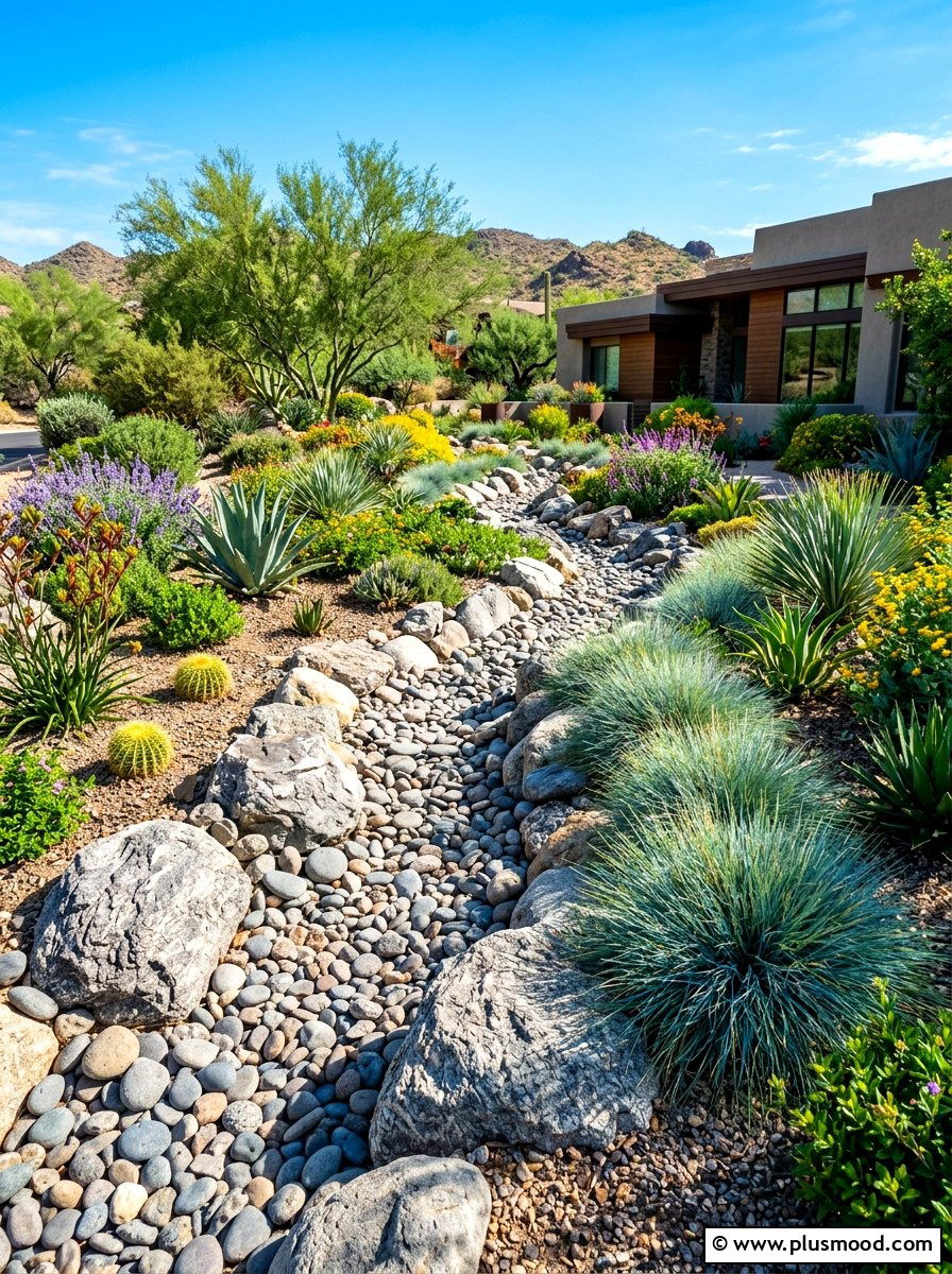 Dry Creek Bed Rock Garden - 25 summer landscape refresh ideas