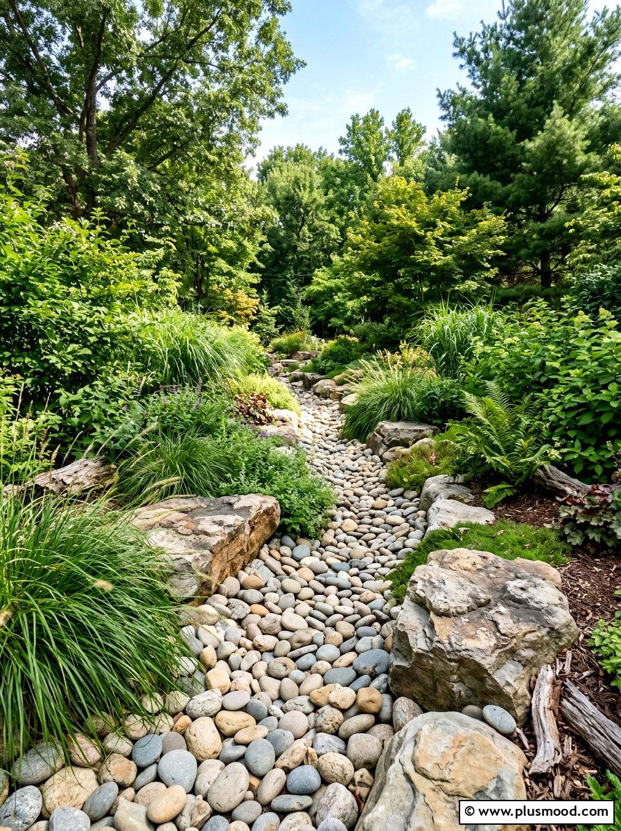 Dry creek bed - 25 outdoor garden decor ideas with zen elements