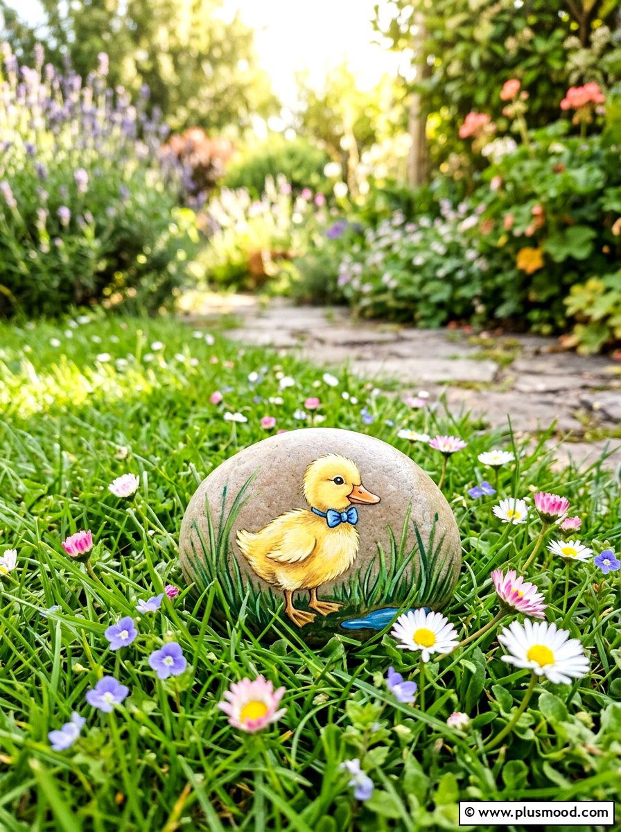 Duckling Painted Rock - 25 painted rock ideas with birds