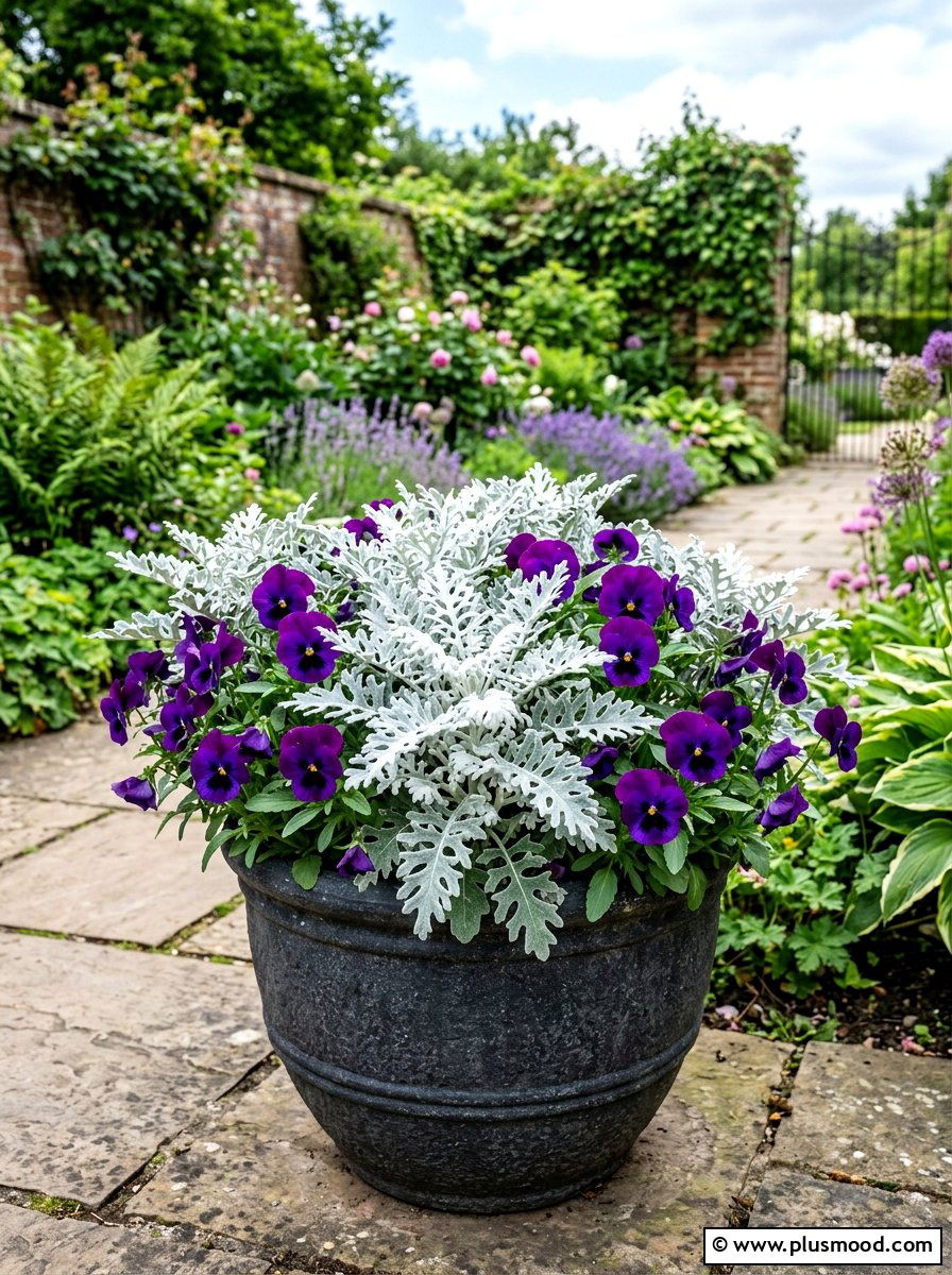 Dusty Miller Accent Pot - 25 late summer planter ideas