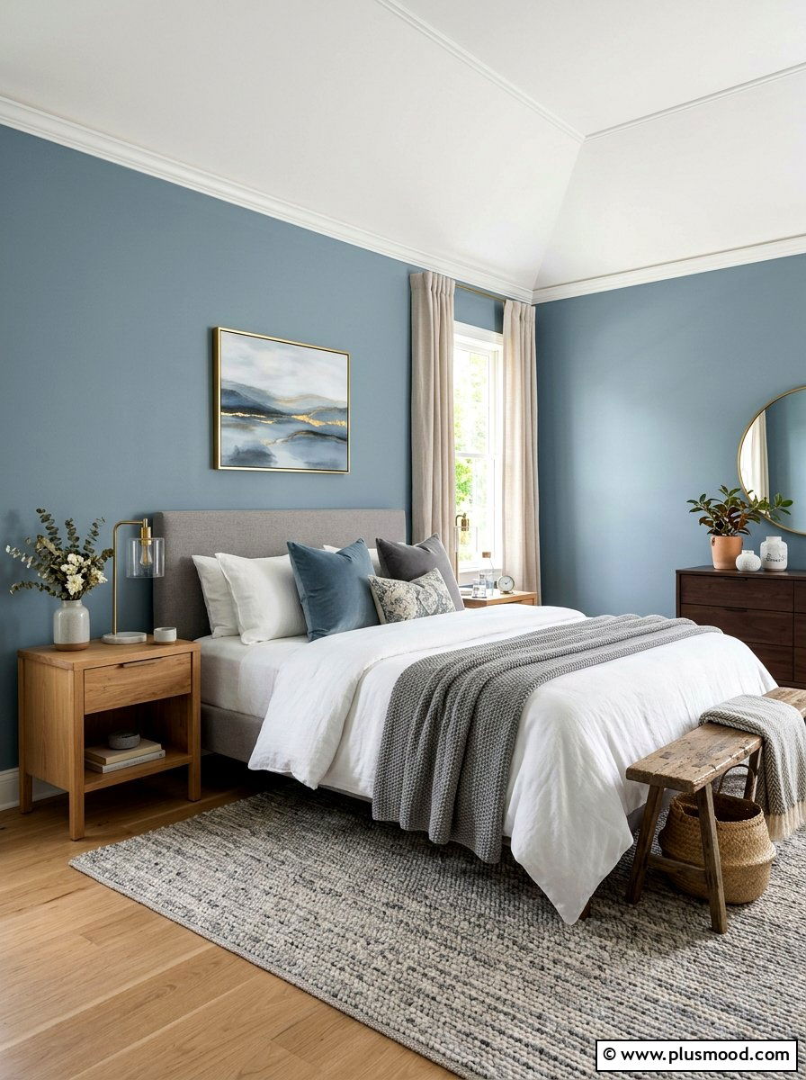 Dusty blue bedroom - 25 summer white and blue bedroom ideas