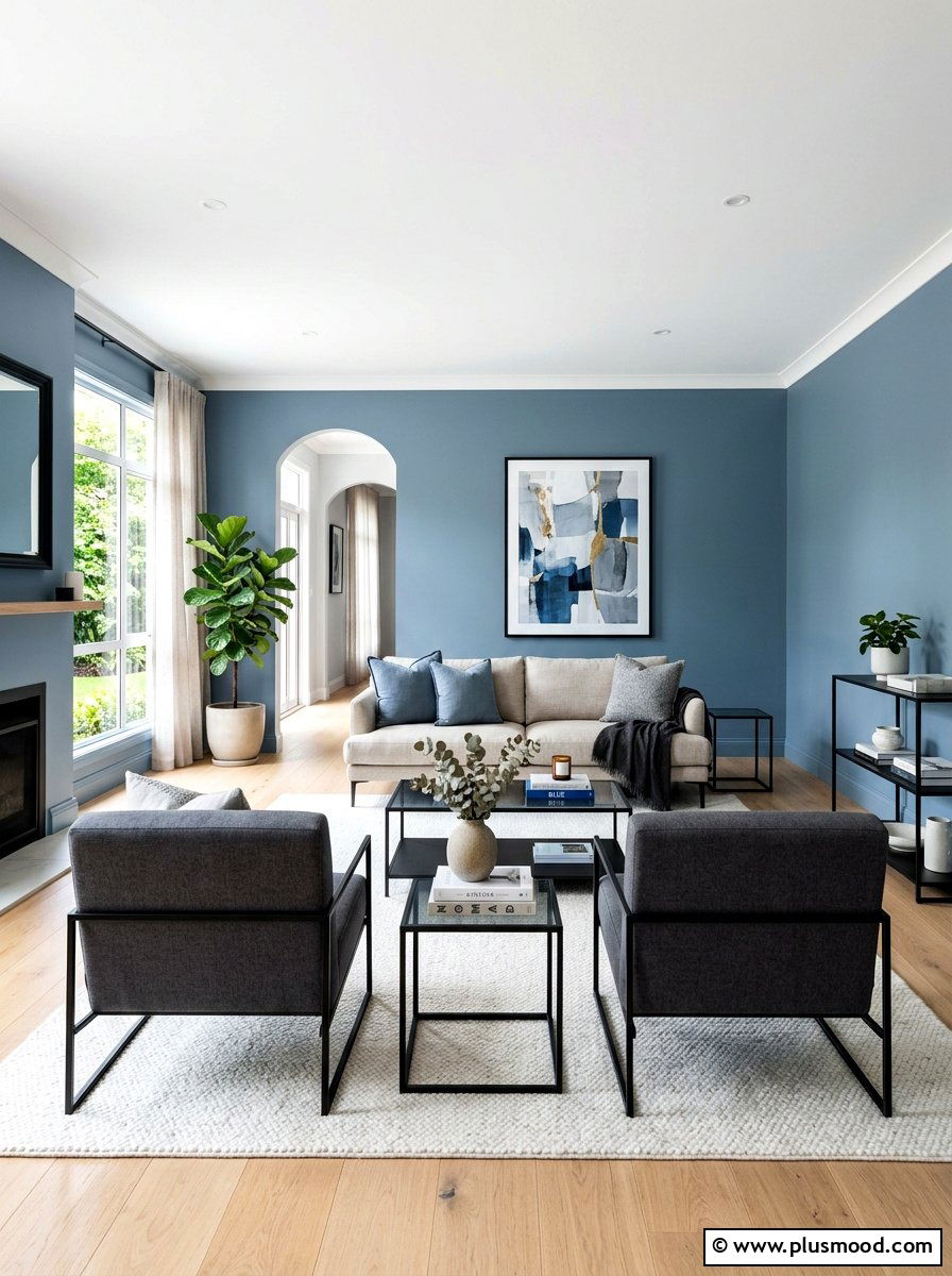 Dusty blue living room - 25 blue summer living room ideas