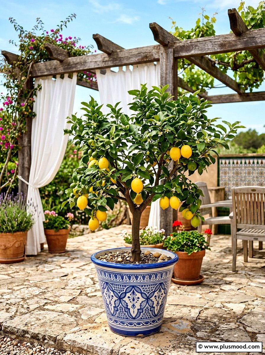Dwarf Citrus Tree Pot - 25 summer planter ideas