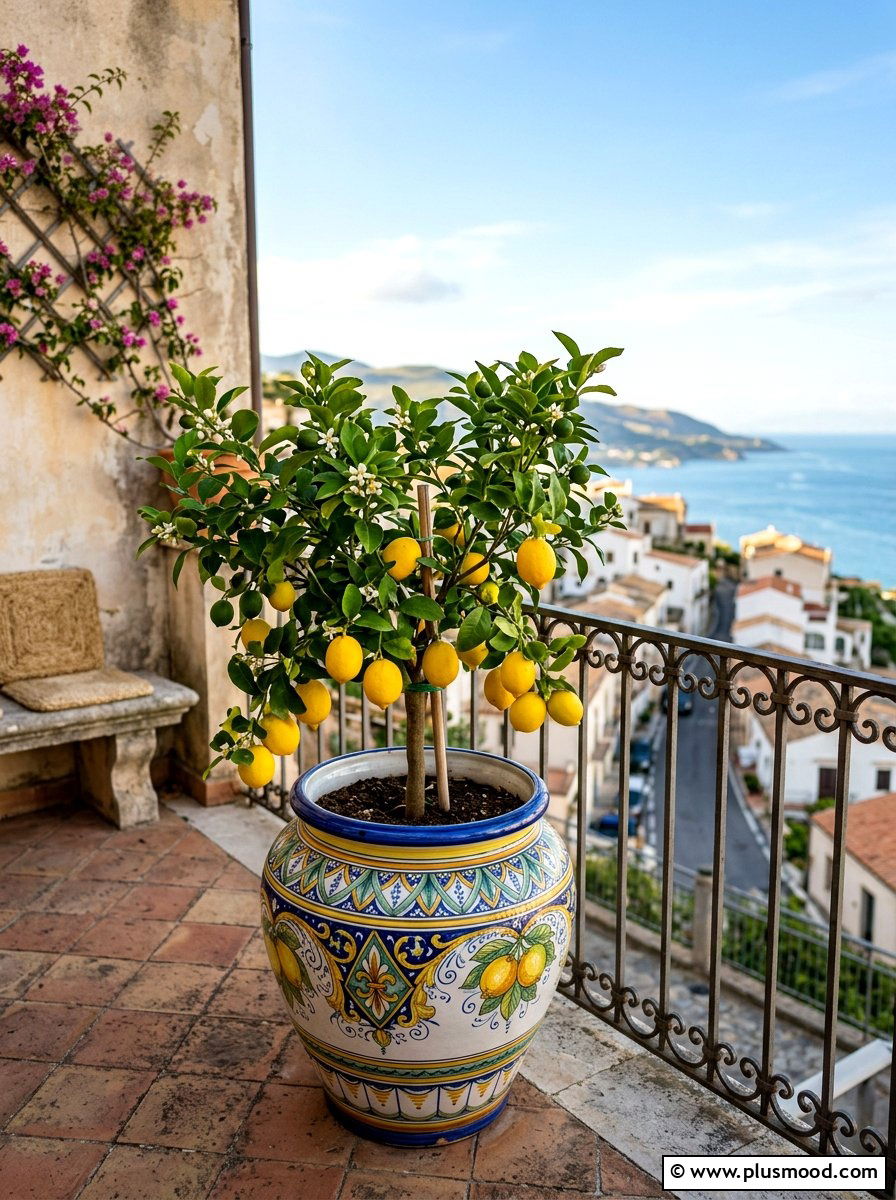 Dwarf citrus tree pot - 25 small backyard ideas with container garden