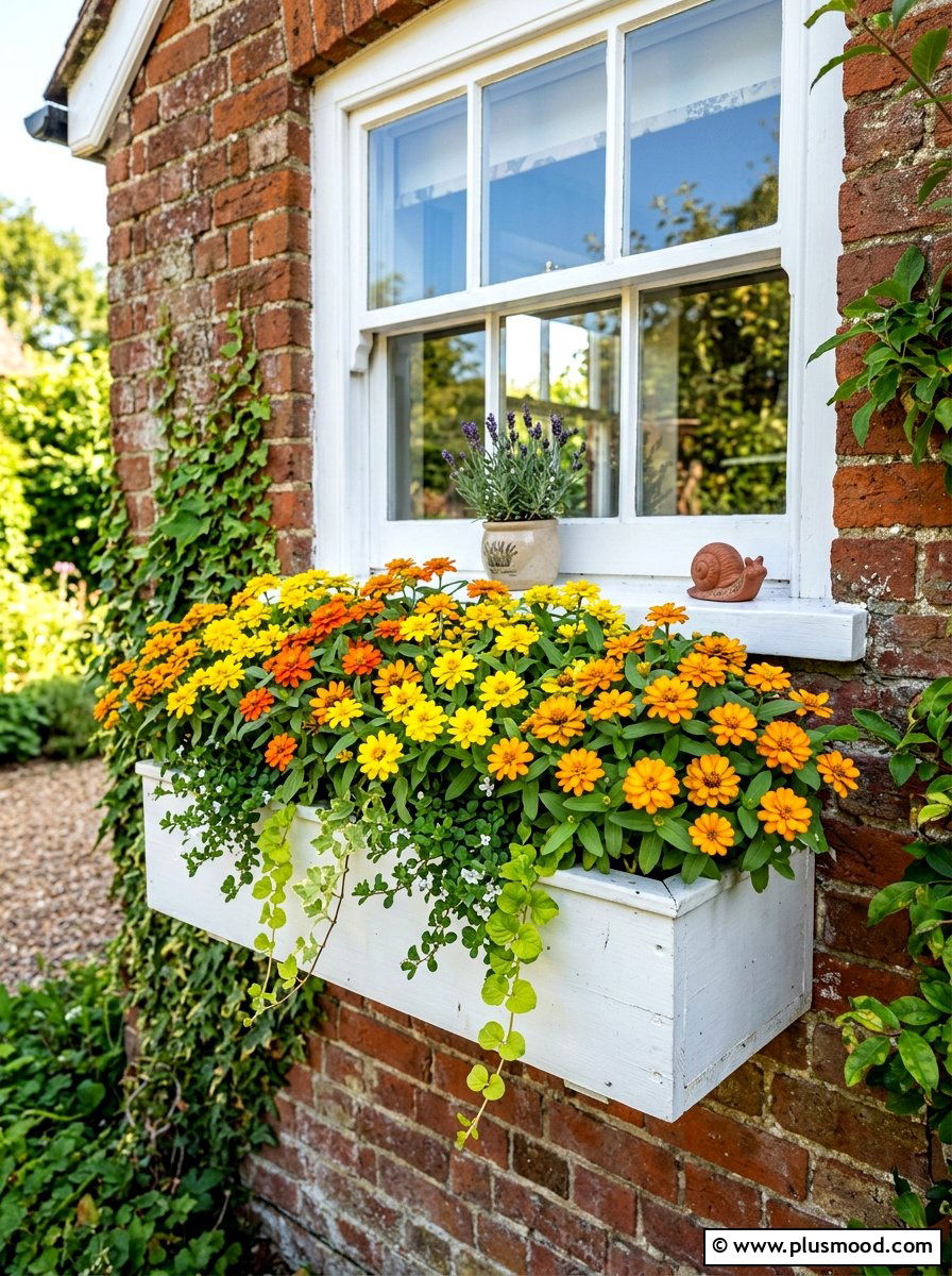 Dwarf zinnia window box - 25 summer zinnia garden ideas